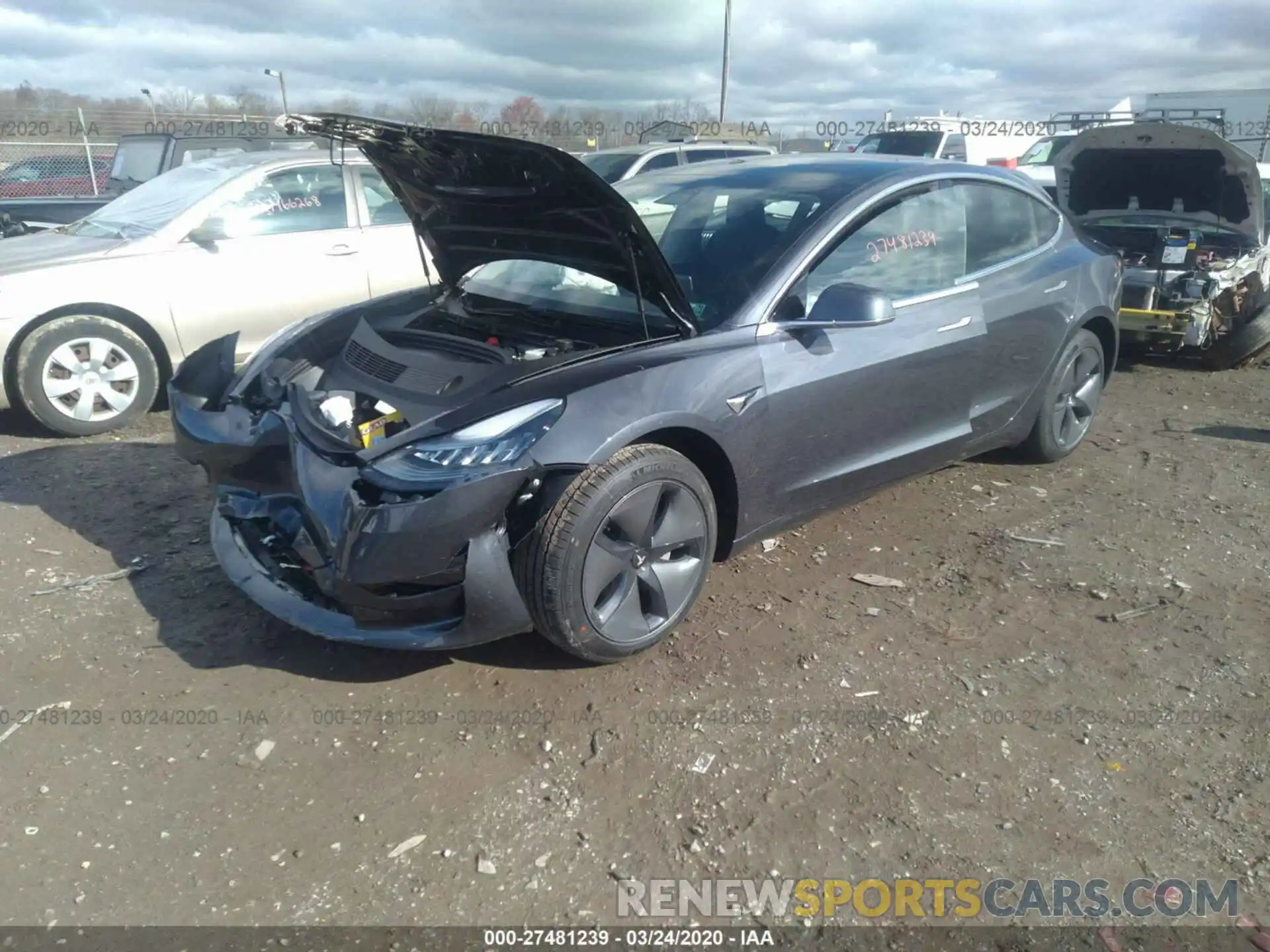 2 Photograph of a damaged car 5YJ3E1EB8LF663224 TESLA MODEL 3 2020