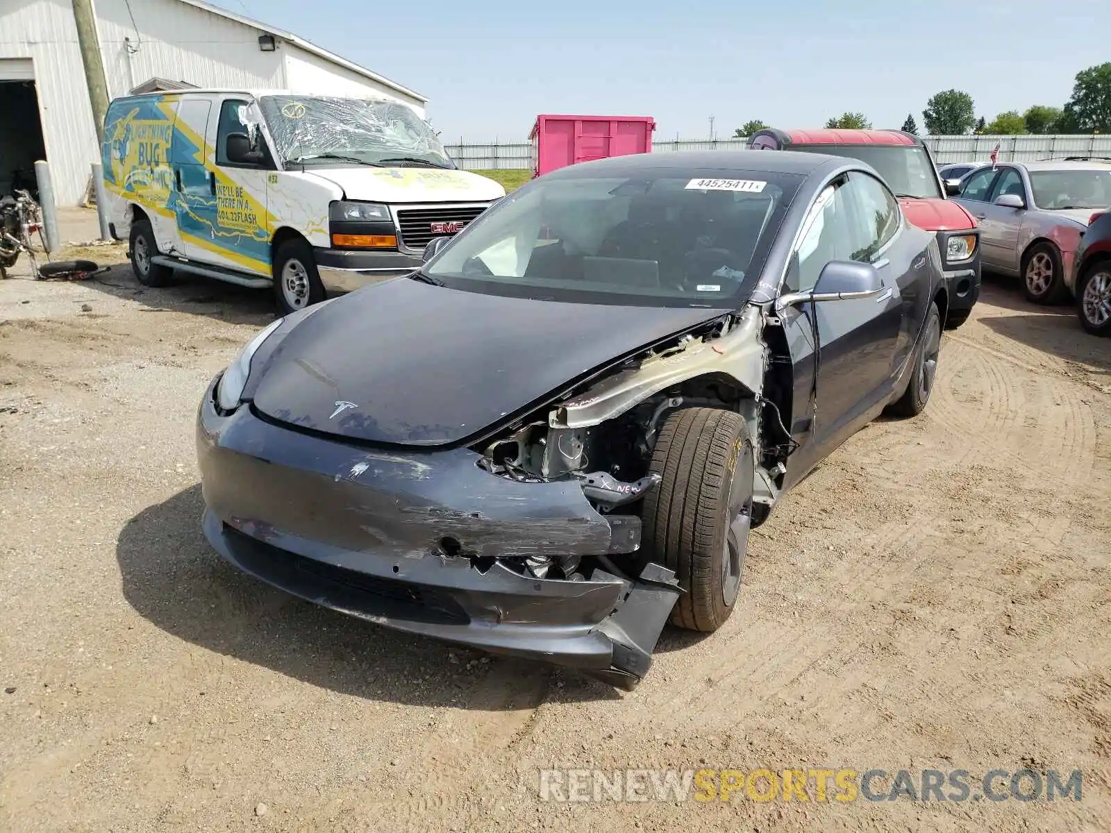 2 Photograph of a damaged car 5YJ3E1EB8LF663630 TESLA MODEL 3 2020