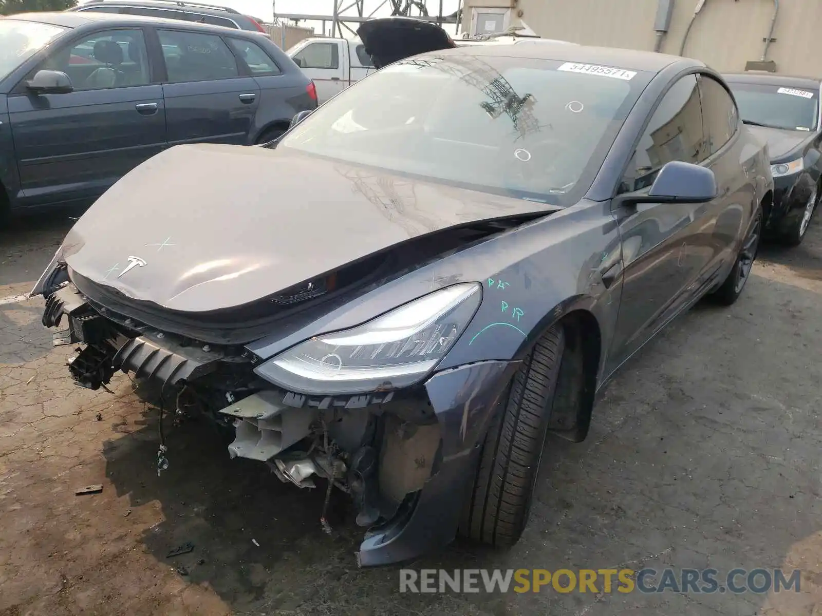 2 Photograph of a damaged car 5YJ3E1EB8LF664082 TESLA MODEL 3 2020