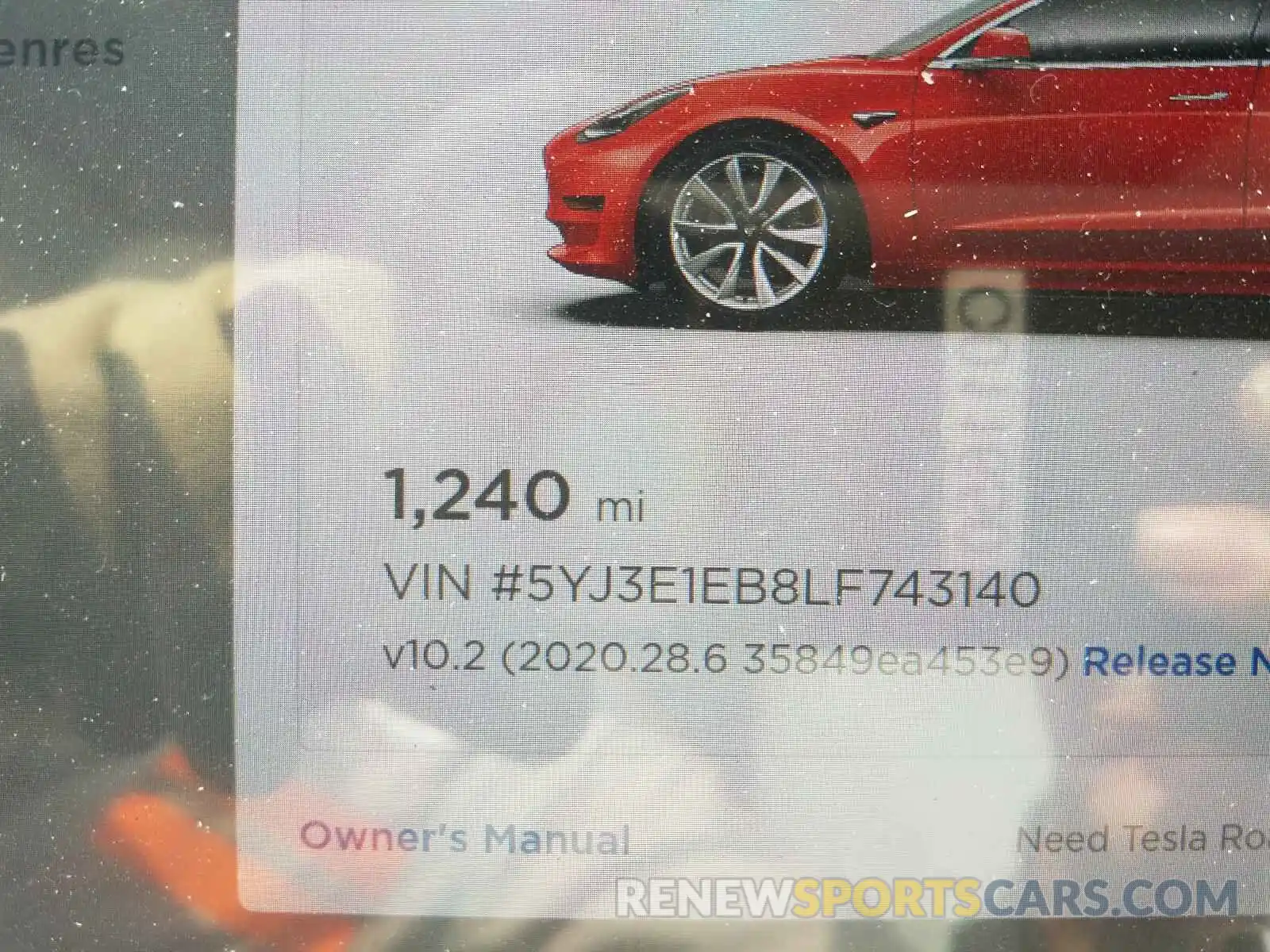 8 Photograph of a damaged car 5YJ3E1EB8LF743140 TESLA MODEL 3 2020