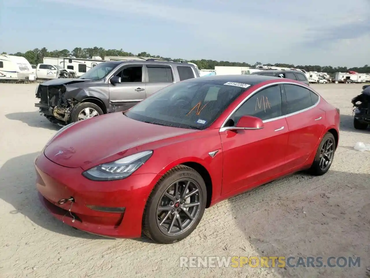 2 Photograph of a damaged car 5YJ3E1EB8LF787039 TESLA MODEL 3 2020