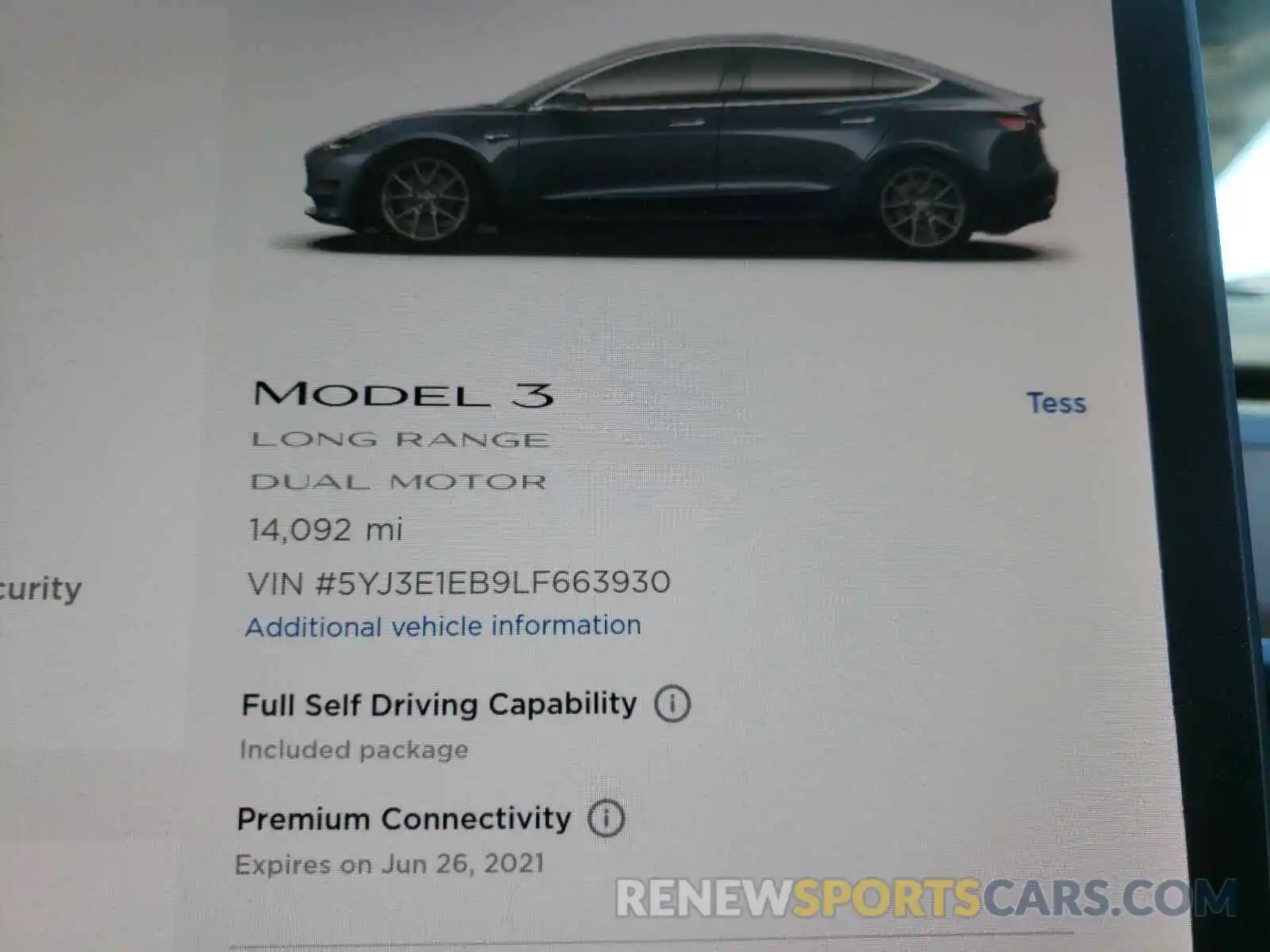 8 Photograph of a damaged car 5YJ3E1EB9LF663930 TESLA MODEL 3 2020