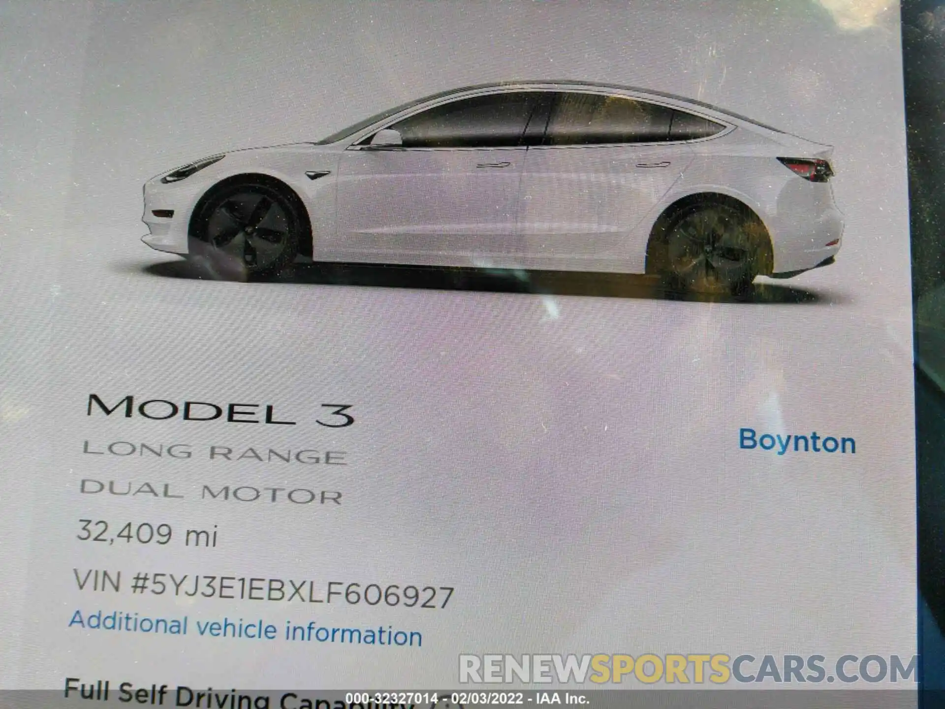 7 Фотография поврежденного автомобиля 5YJ3E1EBXLF606927 TESLA MODEL 3 2020