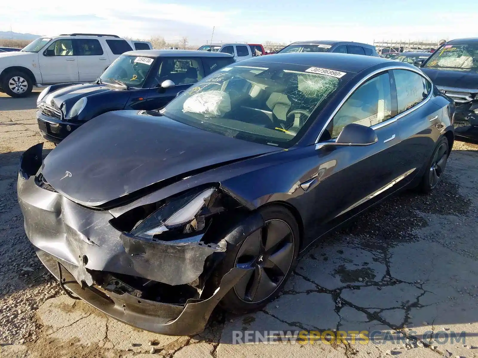 2 Photograph of a damaged car 5YJ3E1EBXLF635442 TESLA MODEL 3 2020