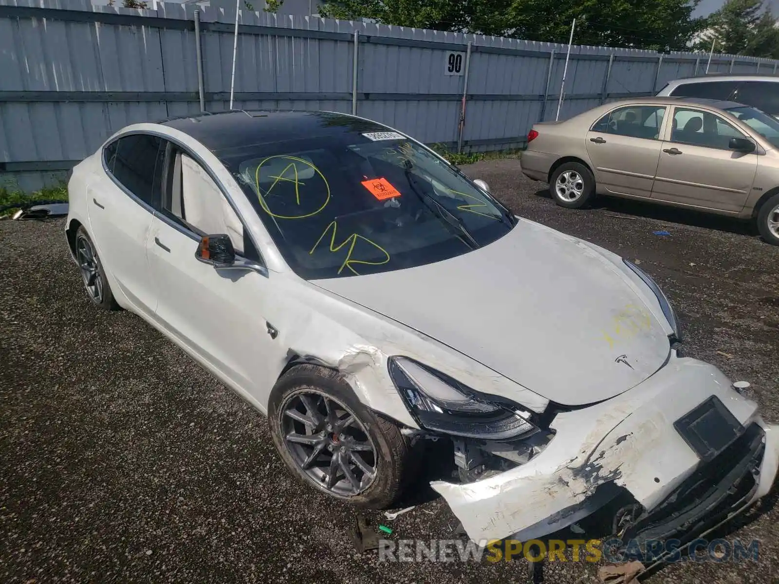 1 Photograph of a damaged car 5YJ3E1EBXLF643220 TESLA MODEL 3 2020