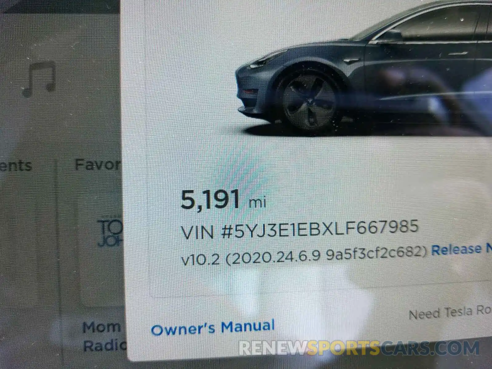 8 Фотография поврежденного автомобиля 5YJ3E1EBXLF667985 TESLA MODEL 3 2020