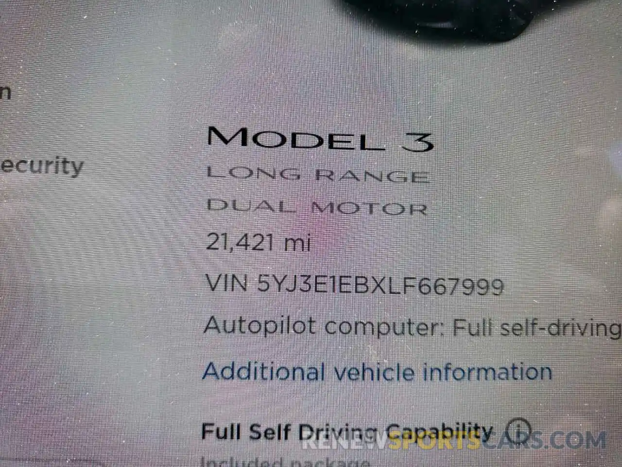 8 Photograph of a damaged car 5YJ3E1EBXLF667999 TESLA MODEL 3 2020