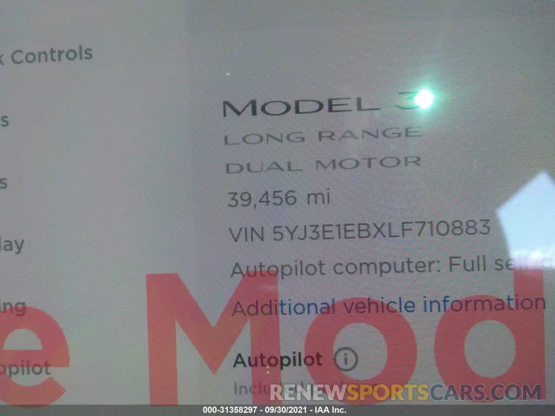 7 Photograph of a damaged car 5YJ3E1EBXLF710883 TESLA MODEL 3 2020