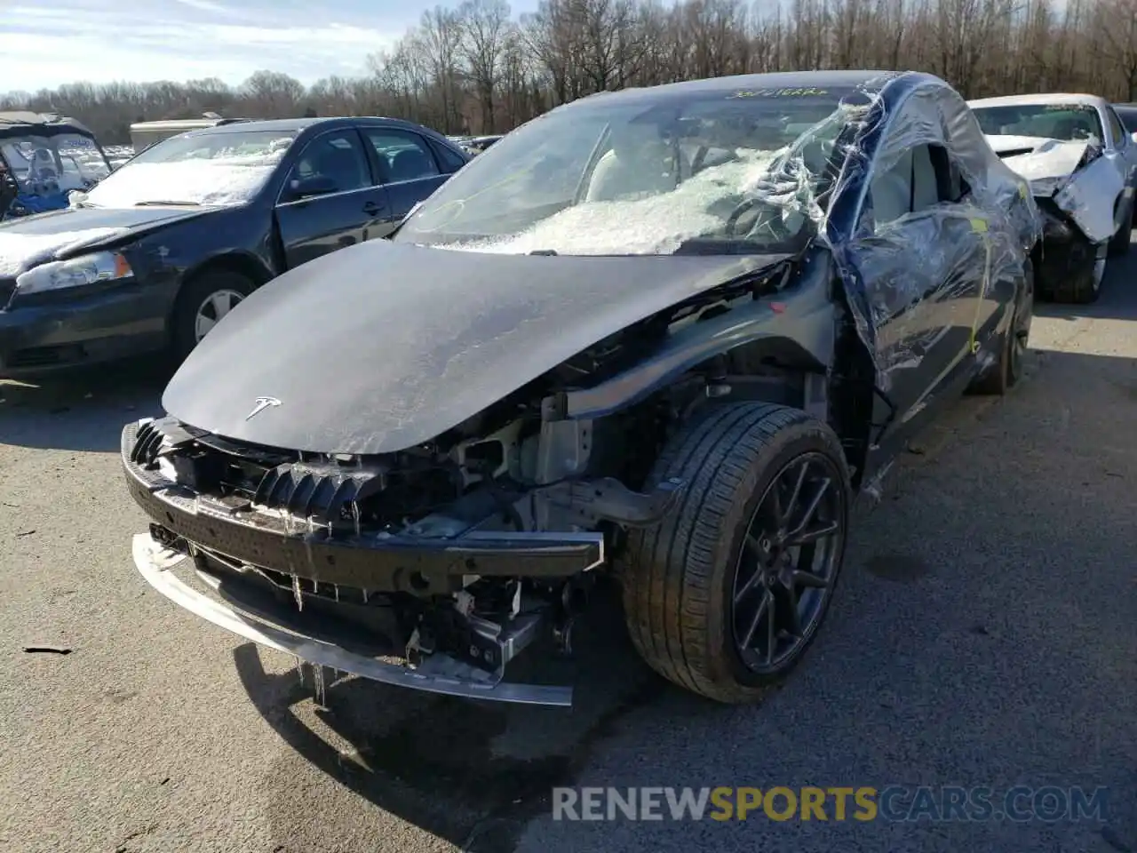 2 Photograph of a damaged car 5YJ3E1EBXLF787690 TESLA MODEL 3 2020