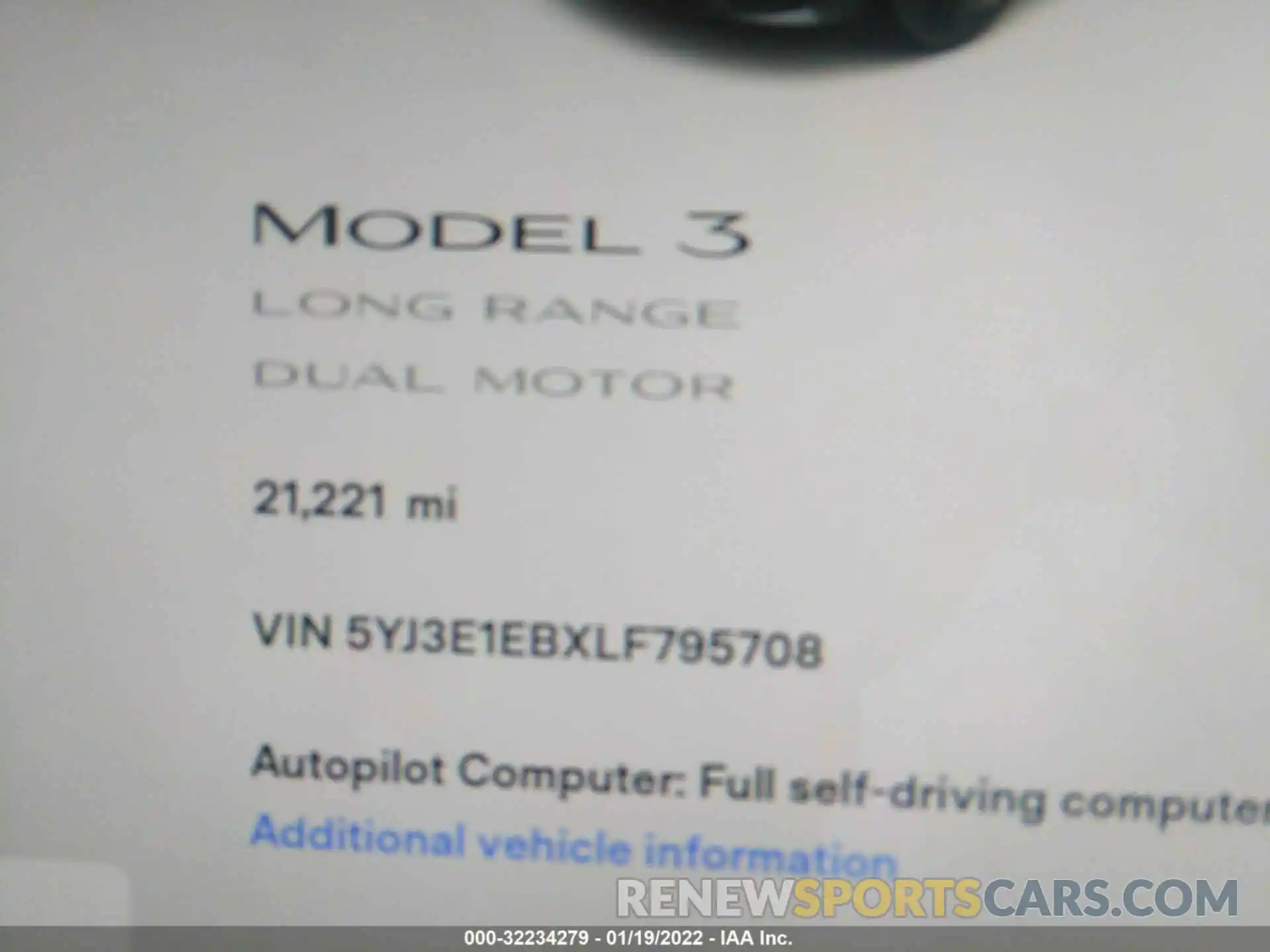 7 Photograph of a damaged car 5YJ3E1EBXLF795708 TESLA MODEL 3 2020