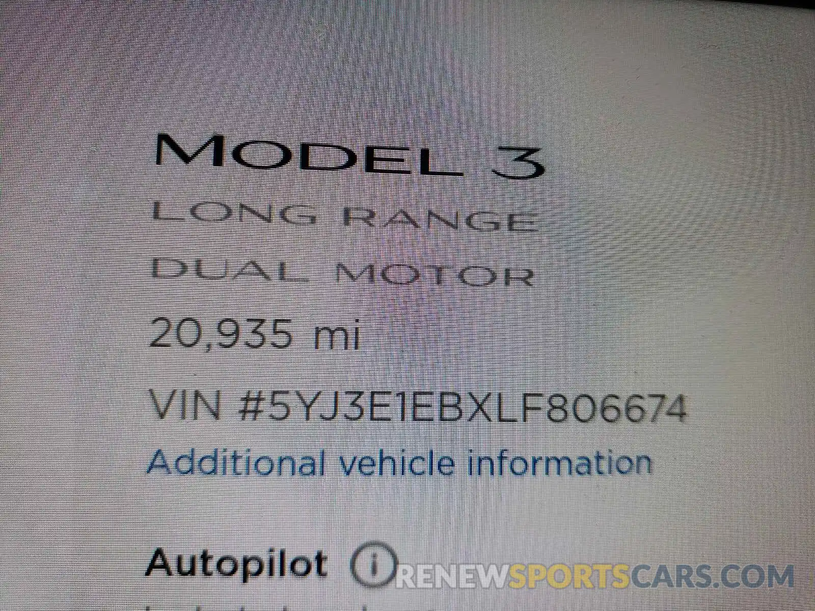 8 Фотография поврежденного автомобиля 5YJ3E1EBXLF806674 TESLA MODEL 3 2020