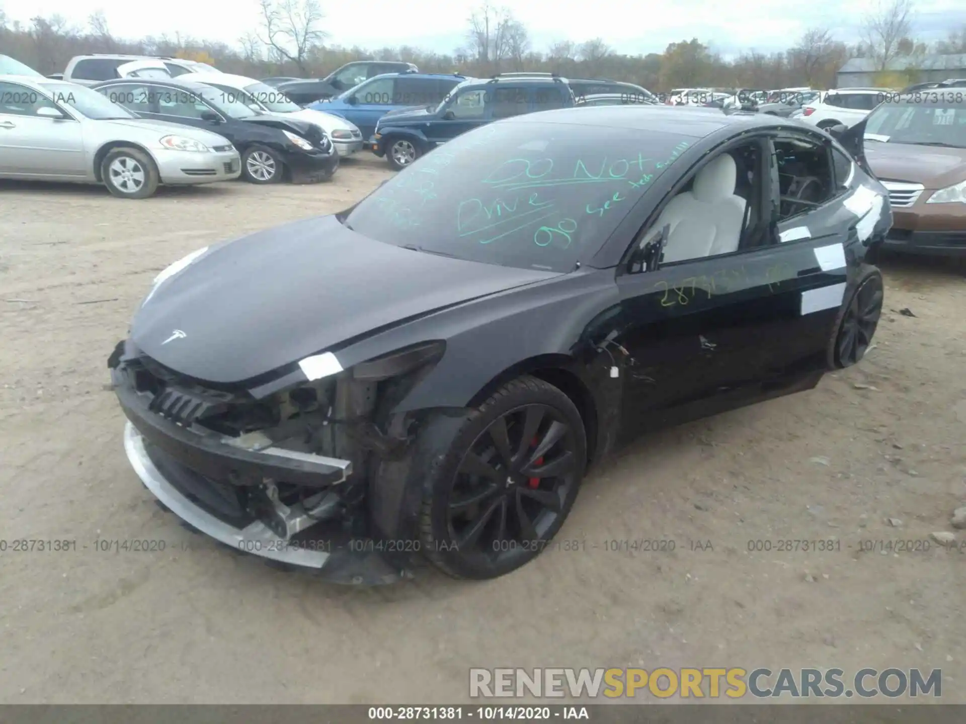 2 Photograph of a damaged car 5YJ3E1EC0LF603348 TESLA MODEL 3 2020