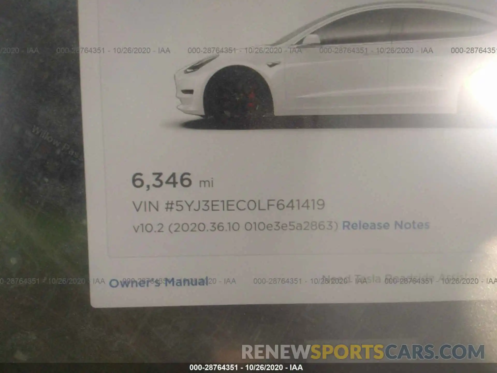 7 Фотография поврежденного автомобиля 5YJ3E1EC0LF641419 TESLA MODEL 3 2020