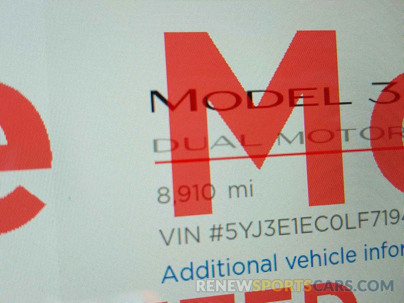 8 Photograph of a damaged car 5YJ3E1EC0LF719469 TESLA MODEL 3 2020