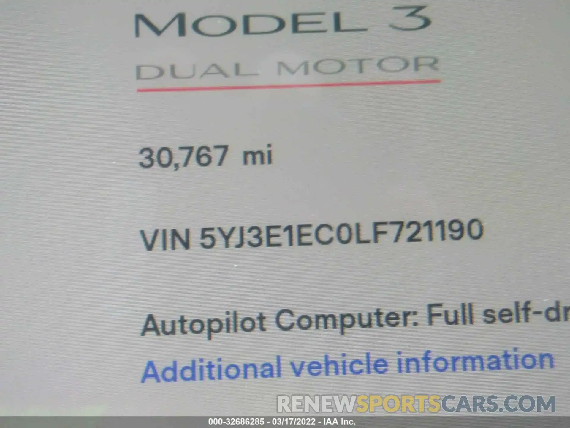 9 Фотография поврежденного автомобиля 5YJ3E1EC0LF721190 TESLA MODEL 3 2020