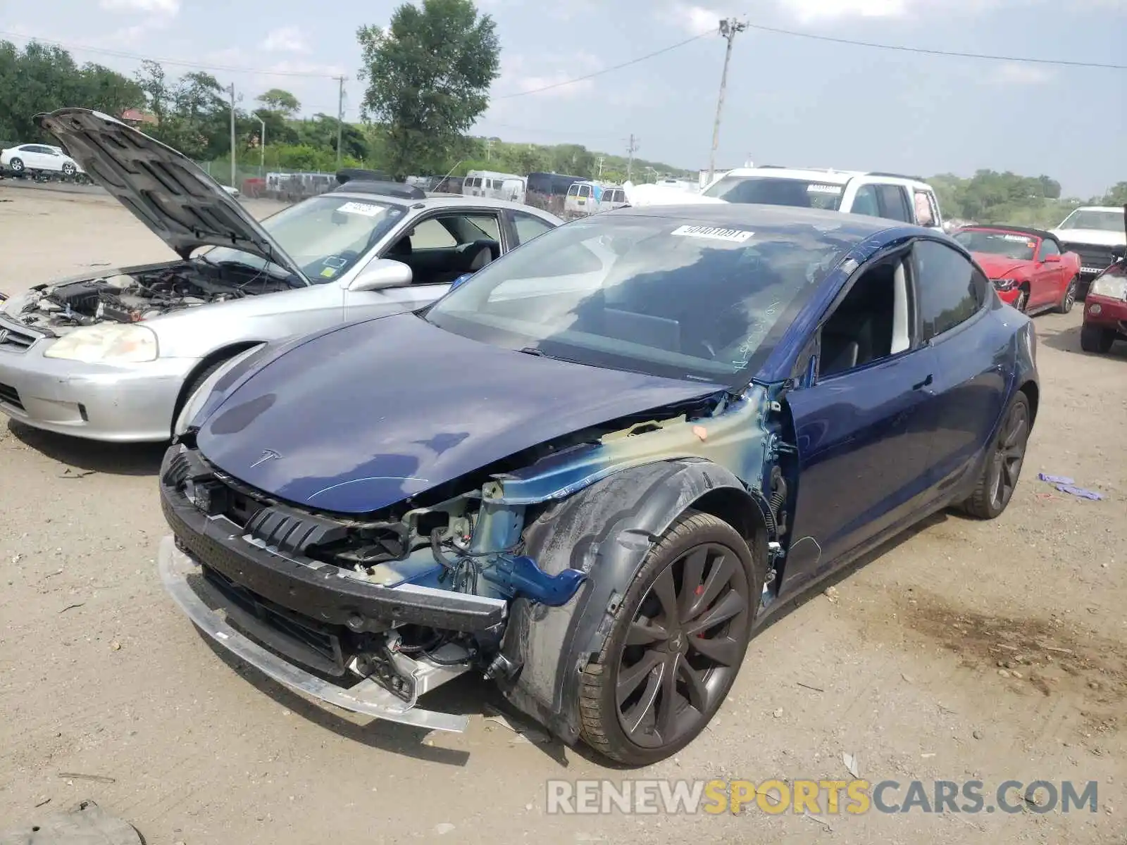 2 Photograph of a damaged car 5YJ3E1EC1LF603097 TESLA MODEL 3 2020