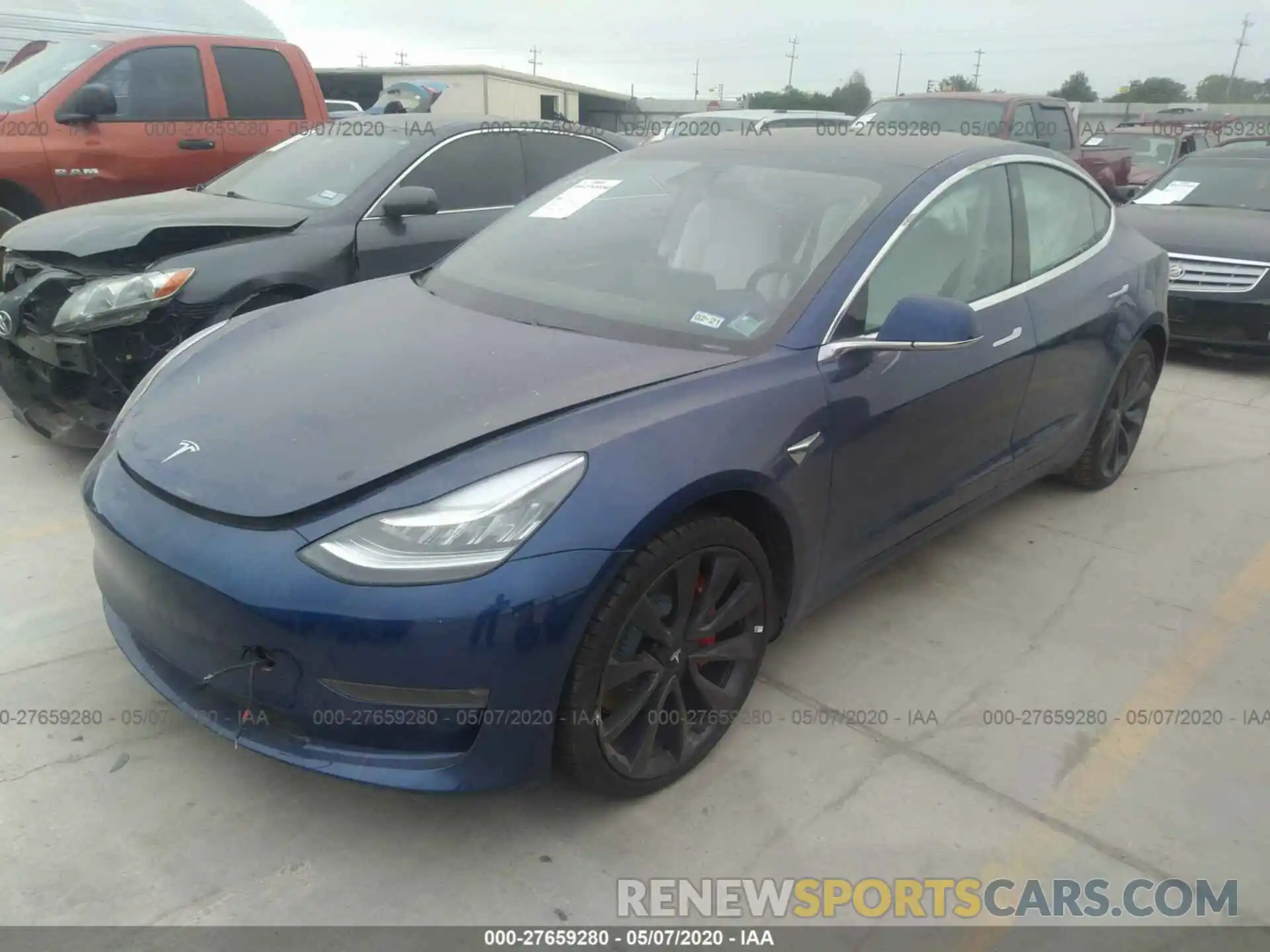 2 Photograph of a damaged car 5YJ3E1EC1LF624581 TESLA MODEL 3 2020