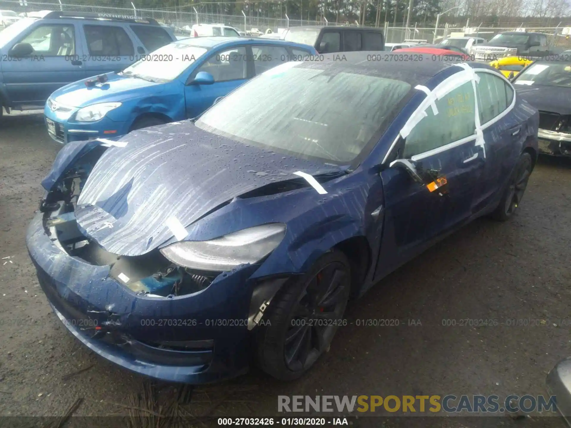 2 Photograph of a damaged car 5YJ3E1EC1LF641123 TESLA MODEL 3 2020