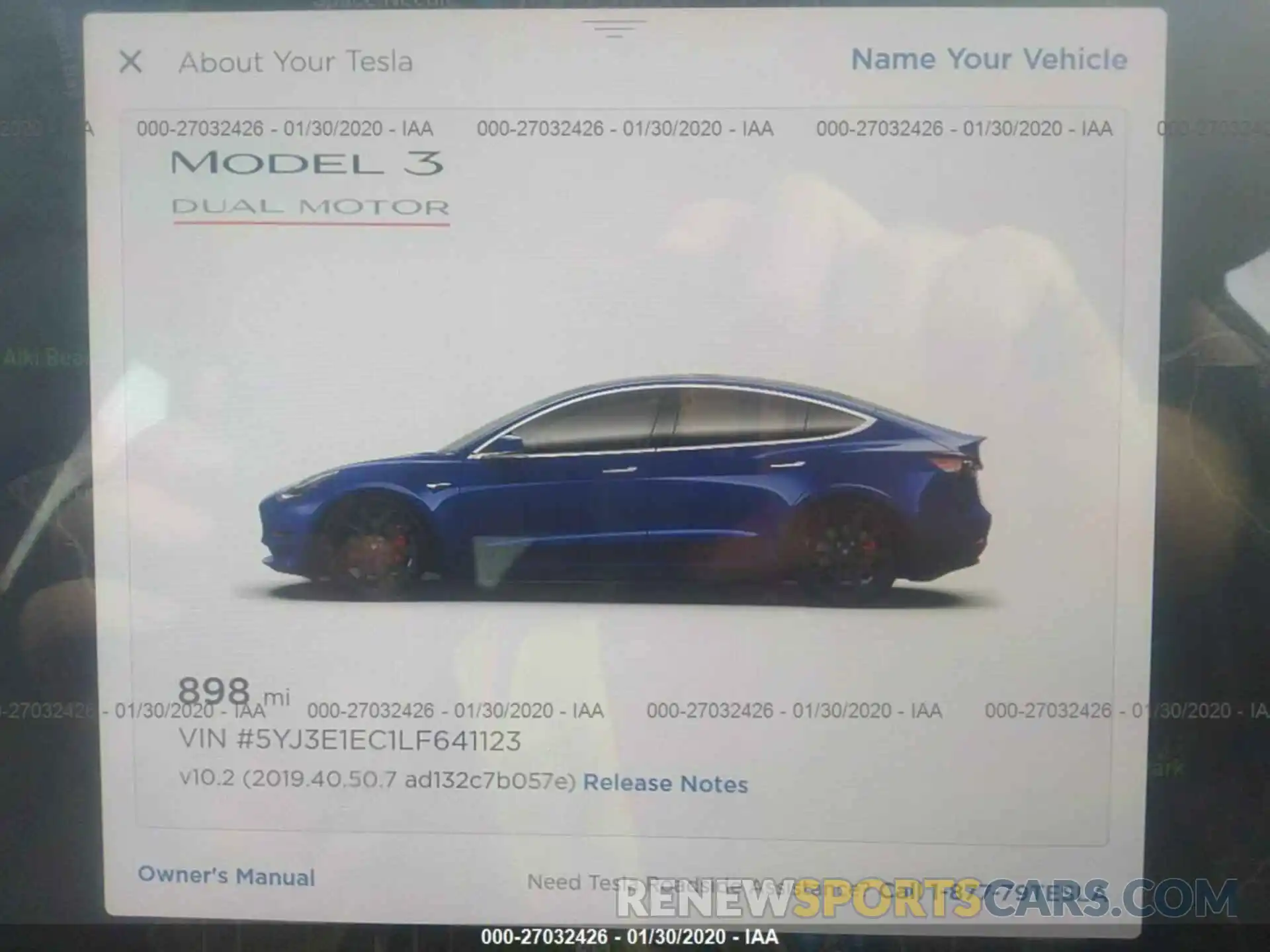 7 Photograph of a damaged car 5YJ3E1EC1LF641123 TESLA MODEL 3 2020