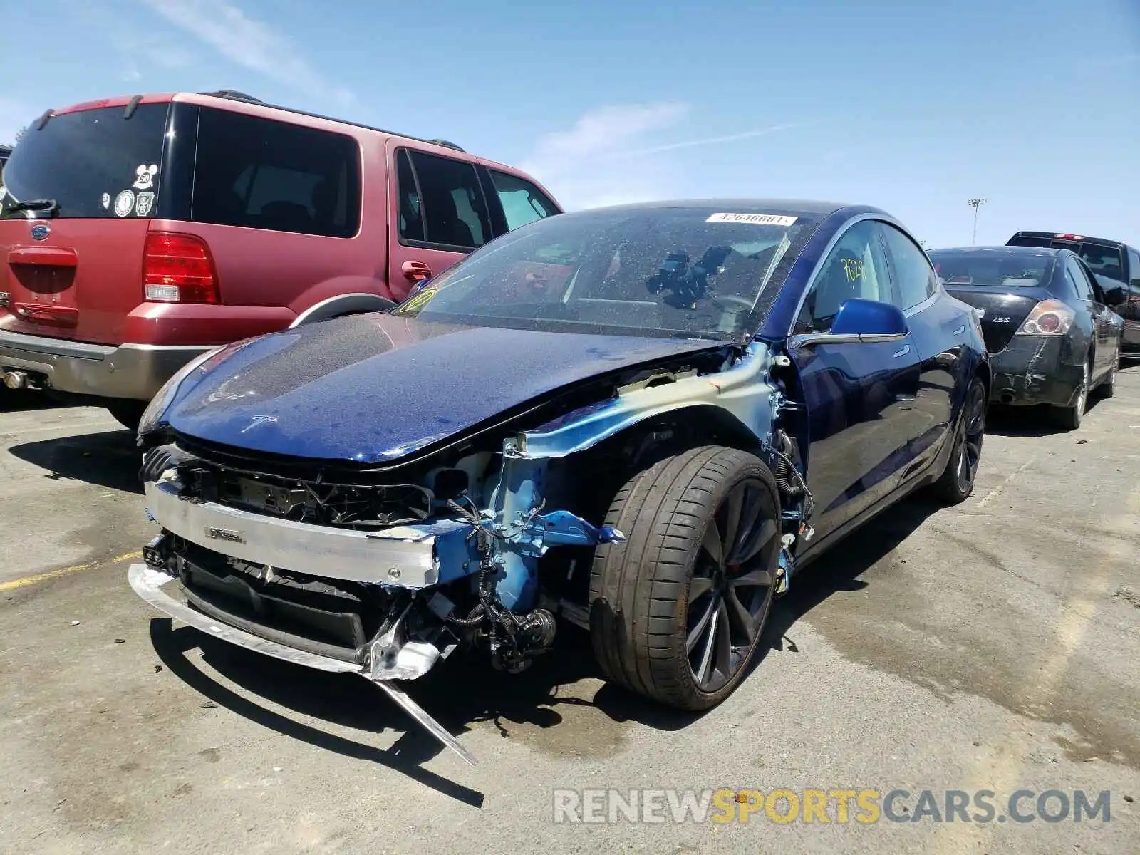 2 Photograph of a damaged car 5YJ3E1EC1LF802103 TESLA MODEL 3 2020