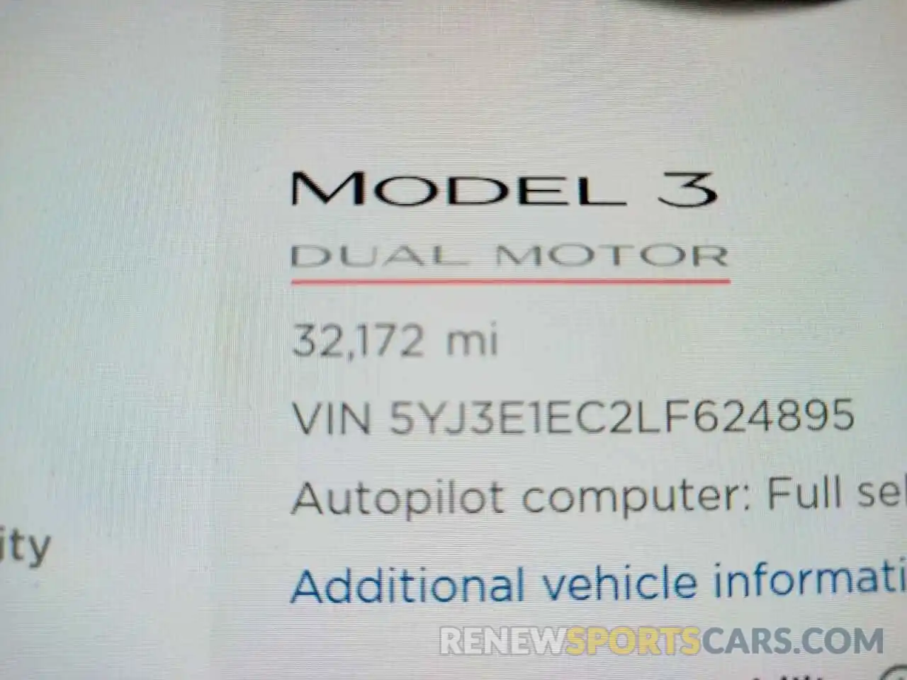 8 Фотография поврежденного автомобиля 5YJ3E1EC2LF624895 TESLA MODEL 3 2020