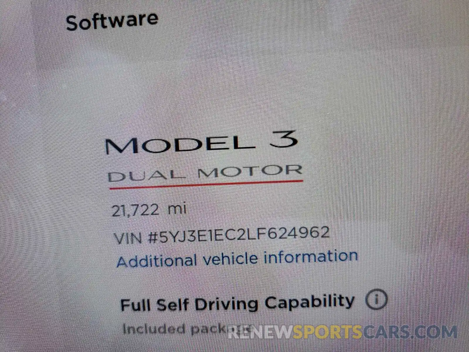 8 Фотография поврежденного автомобиля 5YJ3E1EC2LF624962 TESLA MODEL 3 2020