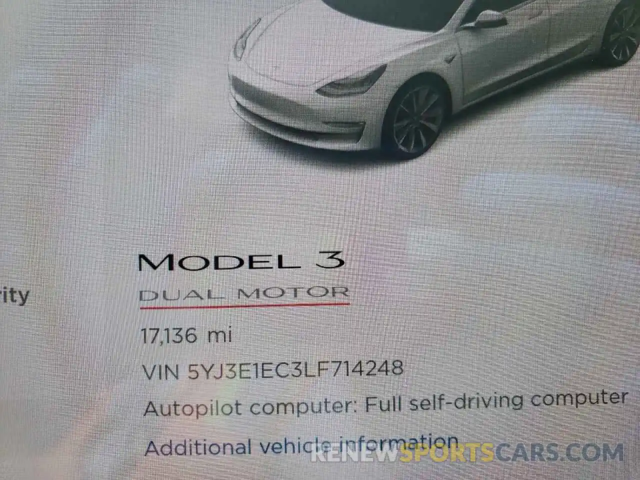 8 Фотография поврежденного автомобиля 5YJ3E1EC3LF714248 TESLA MODEL 3 2020