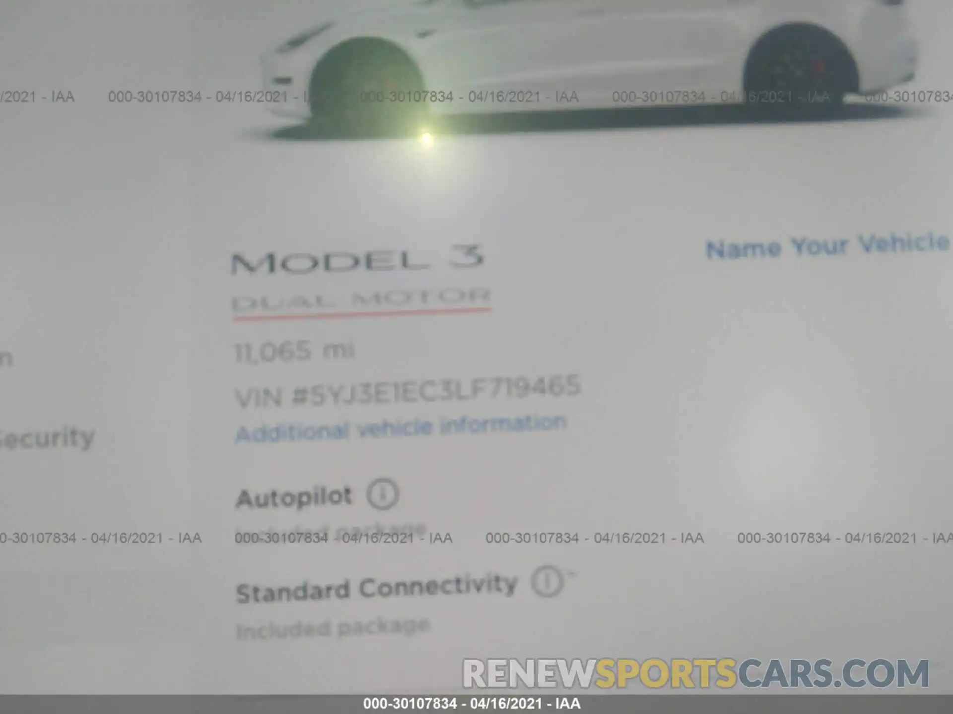 7 Photograph of a damaged car 5YJ3E1EC3LF719465 TESLA MODEL 3 2020