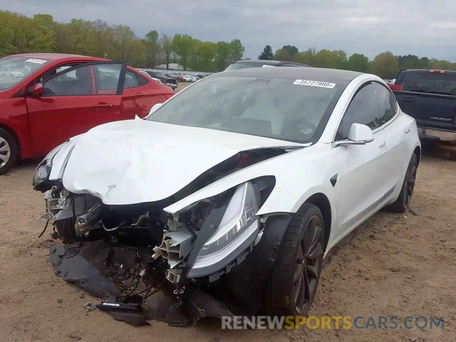 2 Photograph of a damaged car 5YJ3E1EC4LF603630 TESLA MODEL 3 2020