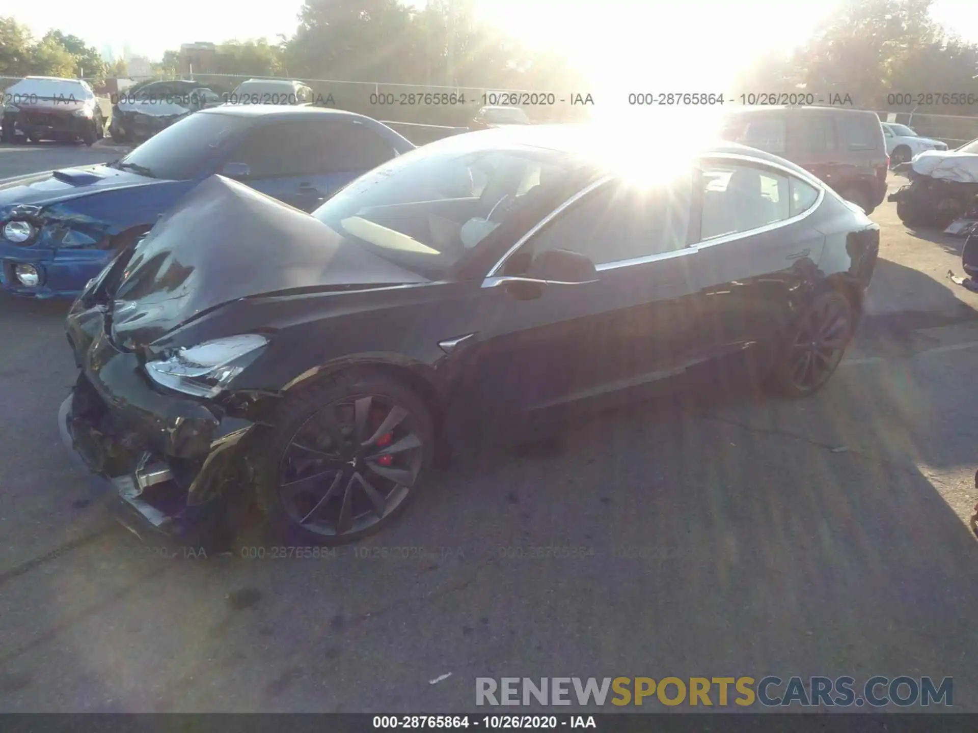 2 Photograph of a damaged car 5YJ3E1EC4LF713142 TESLA MODEL 3 2020