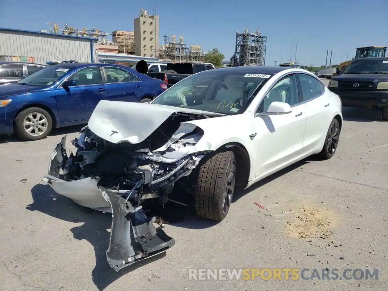 2 Photograph of a damaged car 5YJ3E1EC5LF624728 TESLA MODEL 3 2020