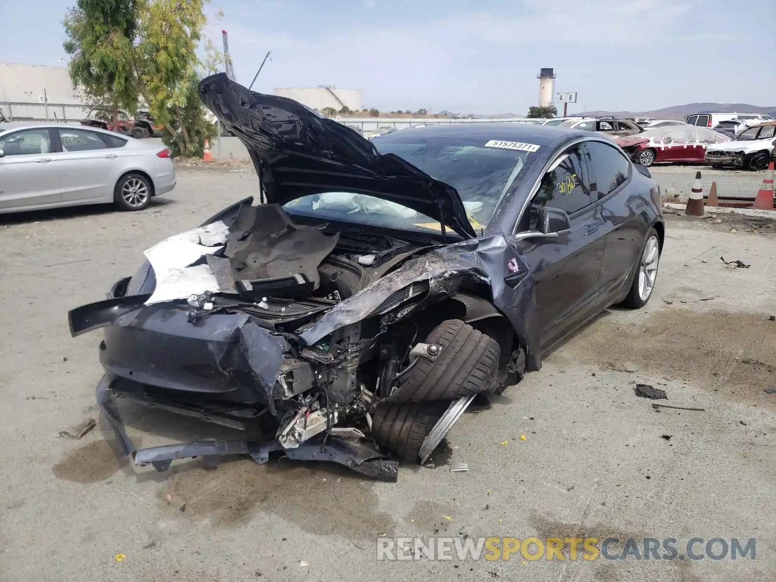 2 Photograph of a damaged car 5YJ3E1EC5LF627158 TESLA MODEL 3 2020