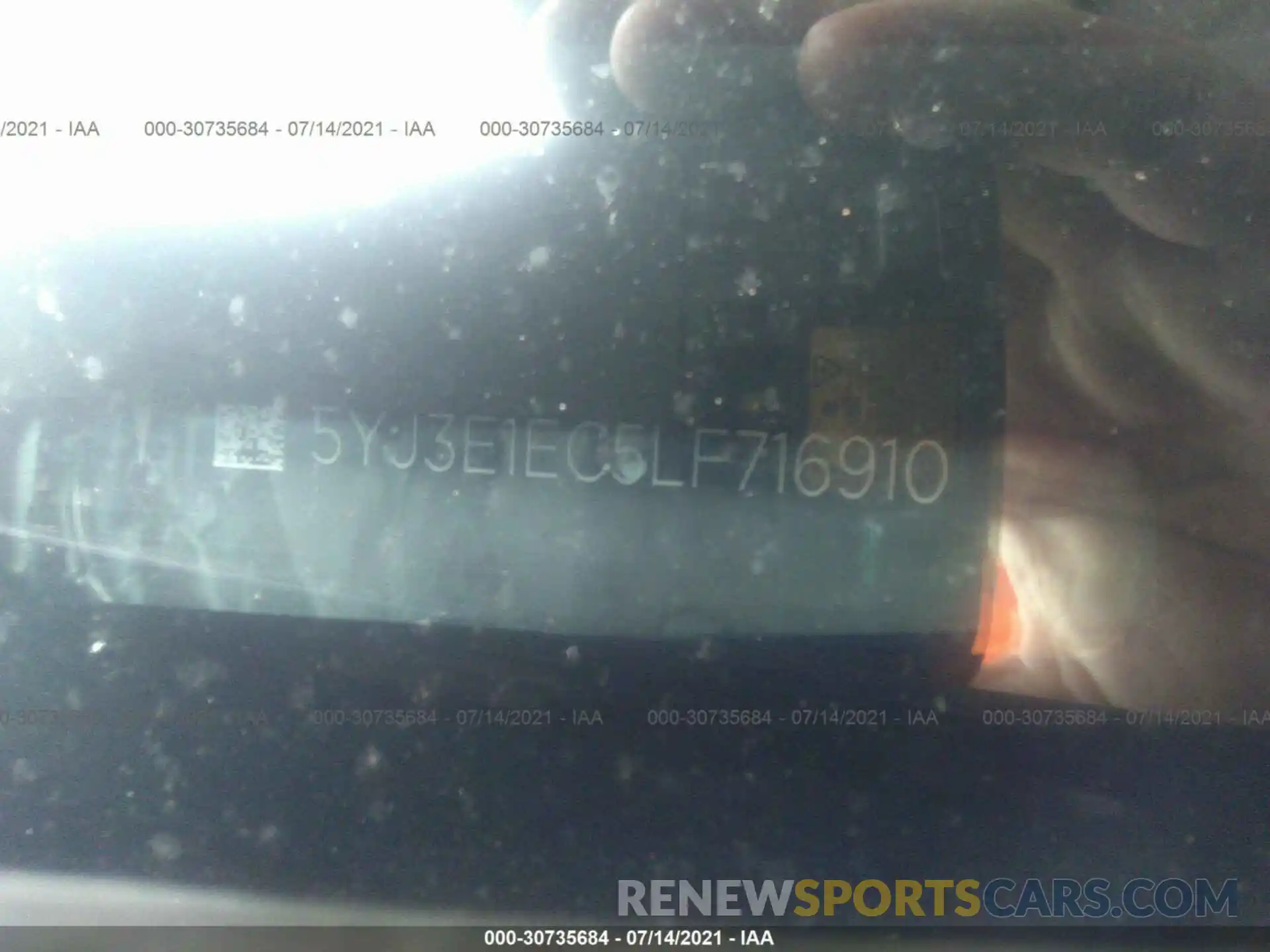 9 Photograph of a damaged car 5YJ3E1EC5LF716910 TESLA MODEL 3 2020