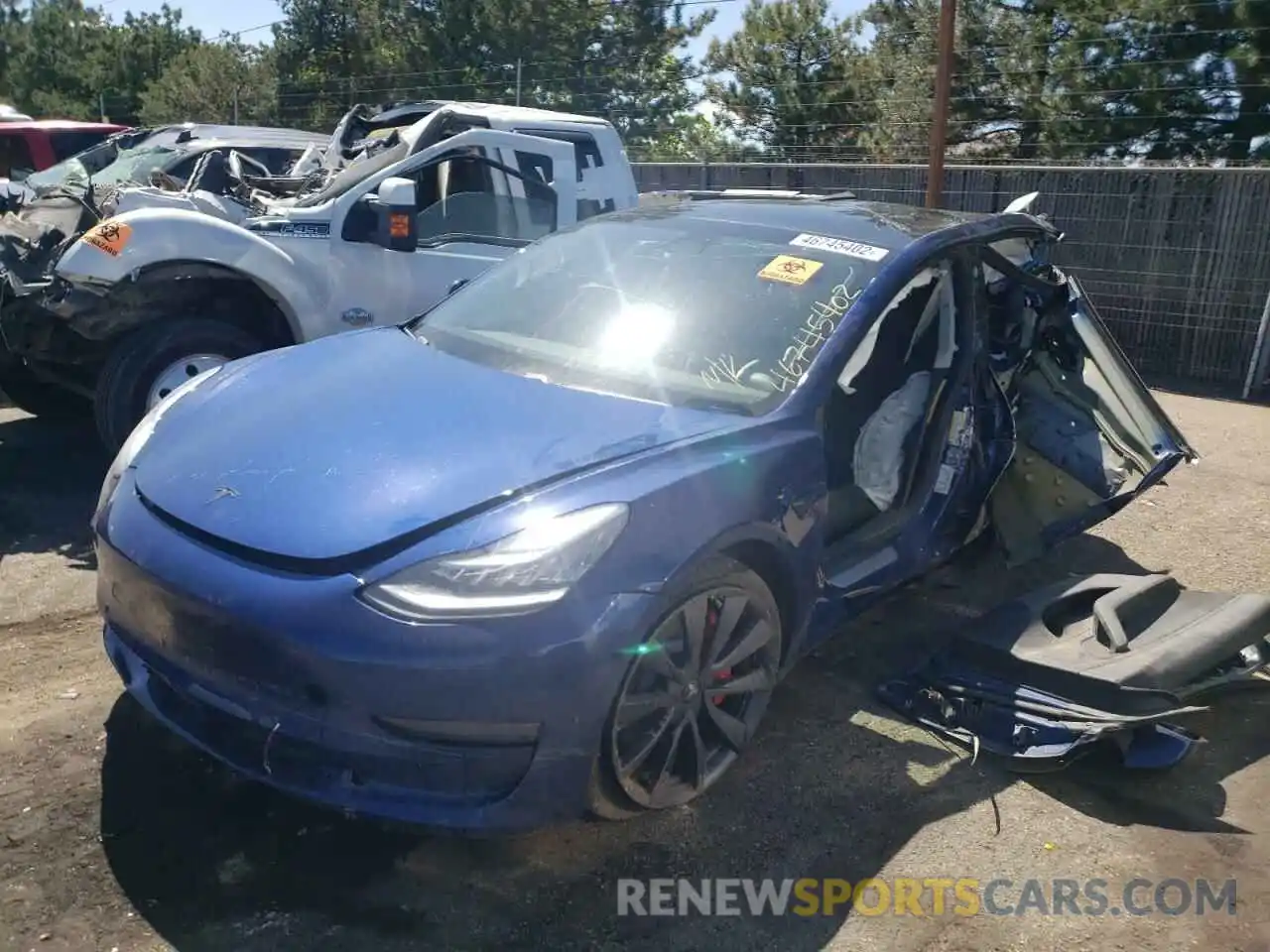 2 Photograph of a damaged car 5YJ3E1EC5LF719404 TESLA MODEL 3 2020