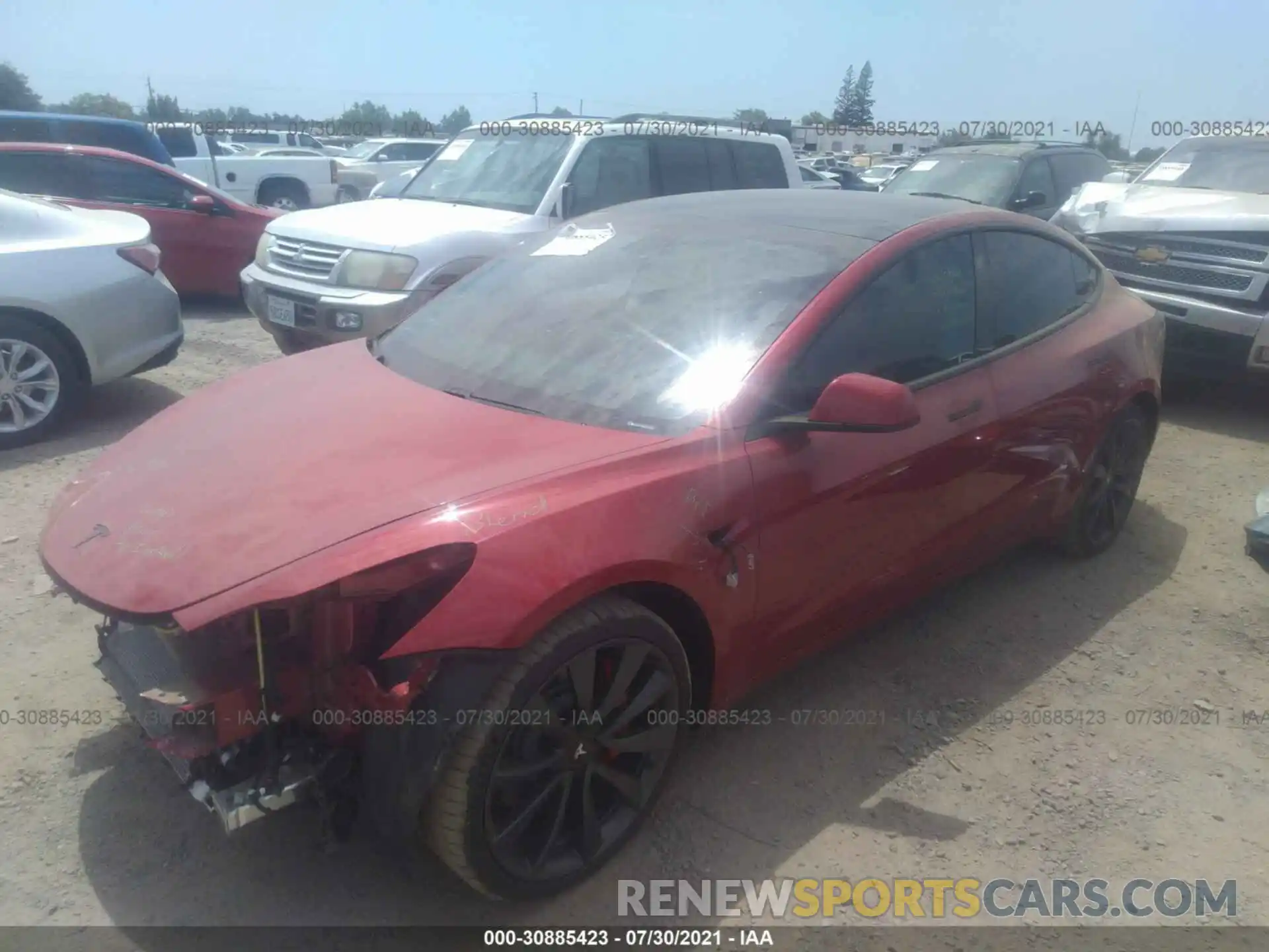 2 Photograph of a damaged car 5YJ3E1EC6LF747342 TESLA MODEL 3 2020