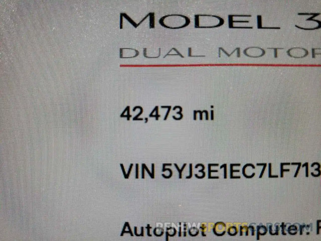 8 Фотография поврежденного автомобиля 5YJ3E1EC7LF713913 TESLA MODEL 3 2020