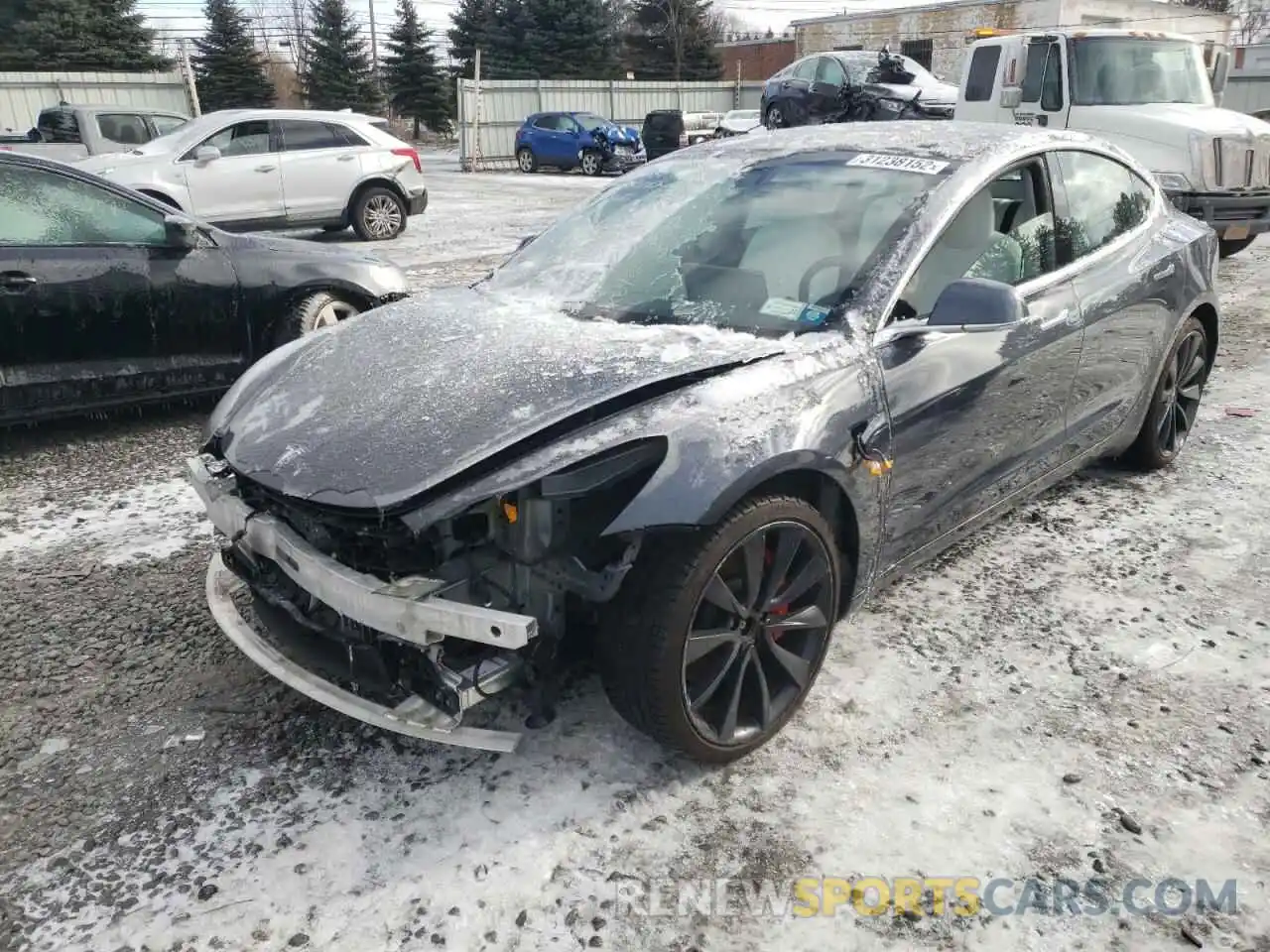 2 Photograph of a damaged car 5YJ3E1EC7LF714544 TESLA MODEL 3 2020