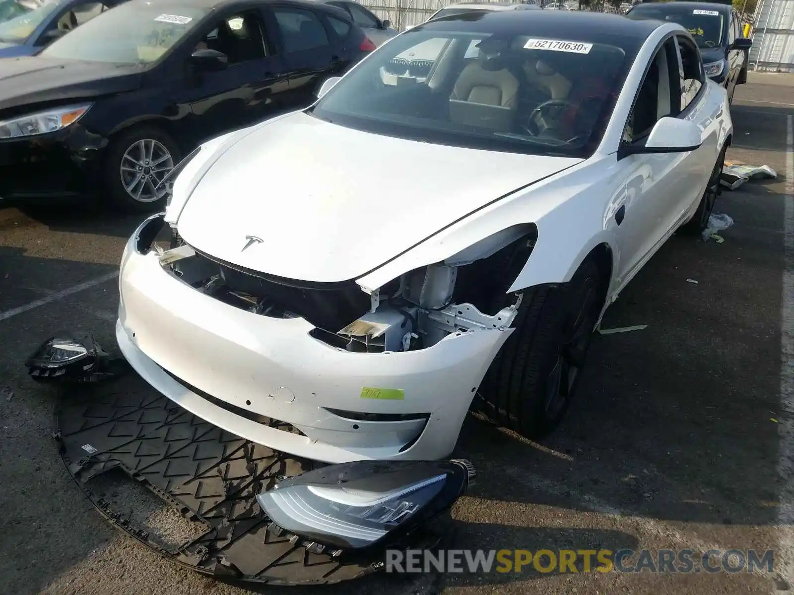 2 Photograph of a damaged car 5YJ3E1EC8LF623931 TESLA MODEL 3 2020