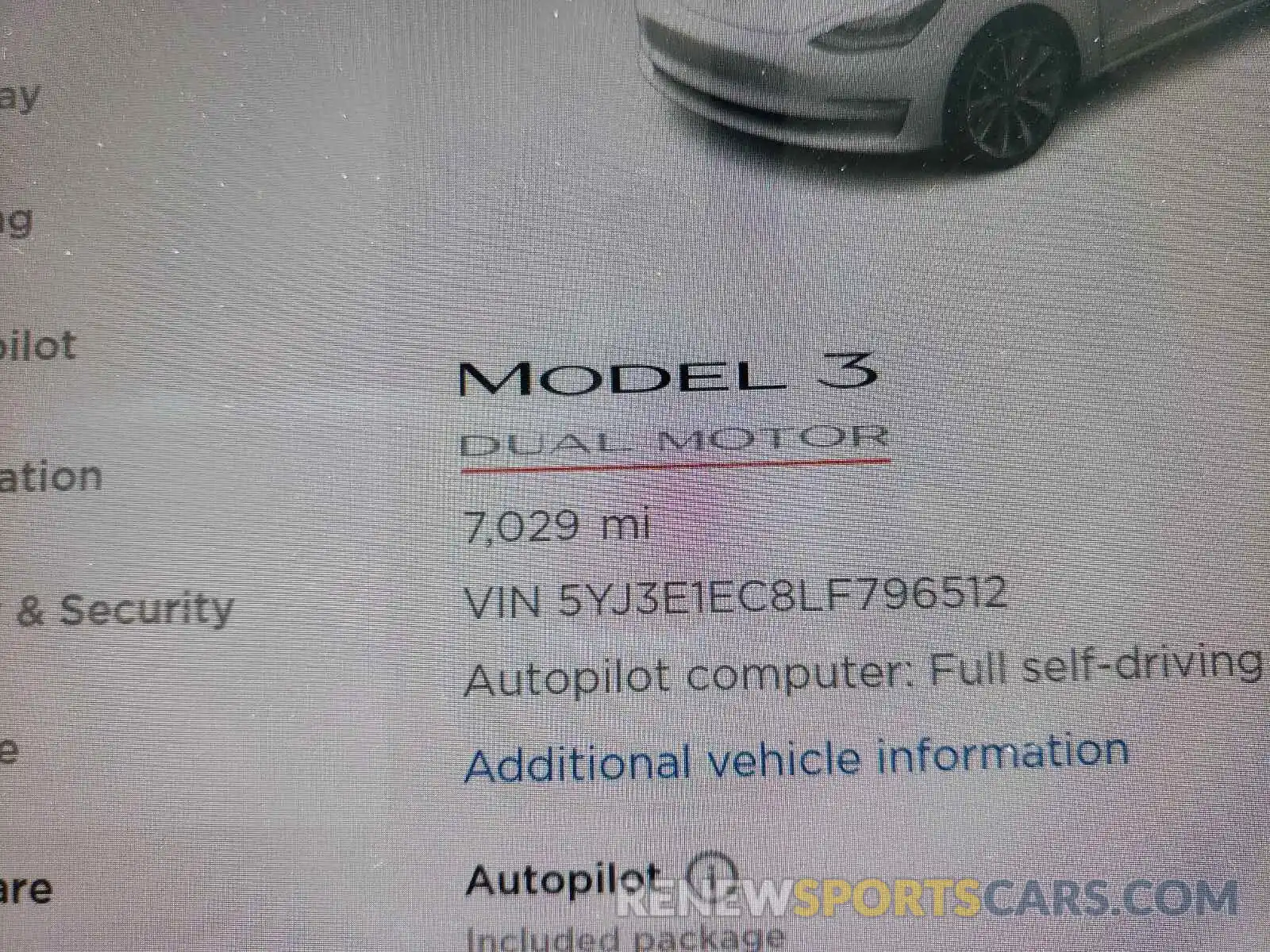 8 Photograph of a damaged car 5YJ3E1EC8LF796512 TESLA MODEL 3 2020