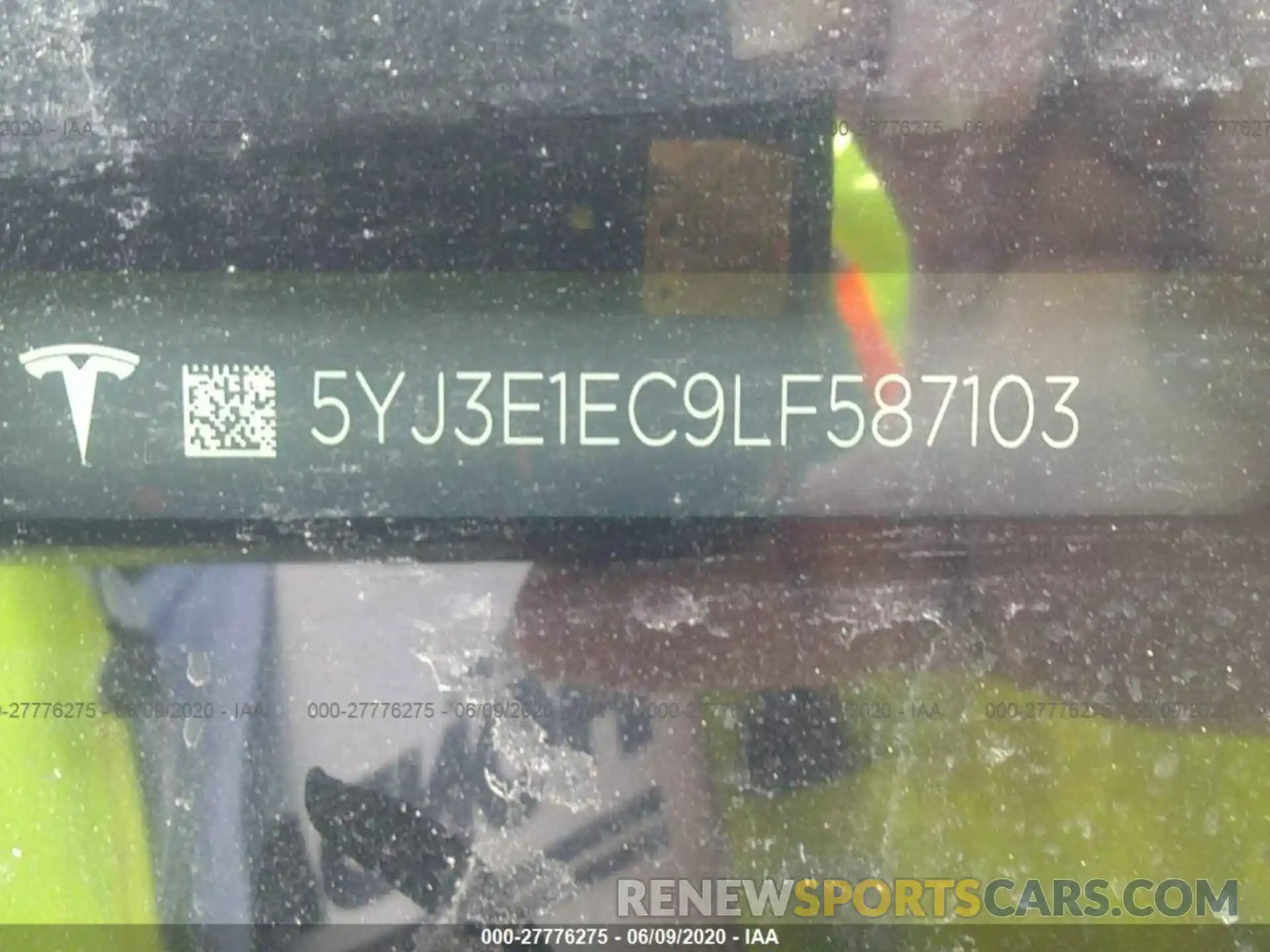 9 Photograph of a damaged car 5YJ3E1EC9LF587103 TESLA MODEL 3 2020