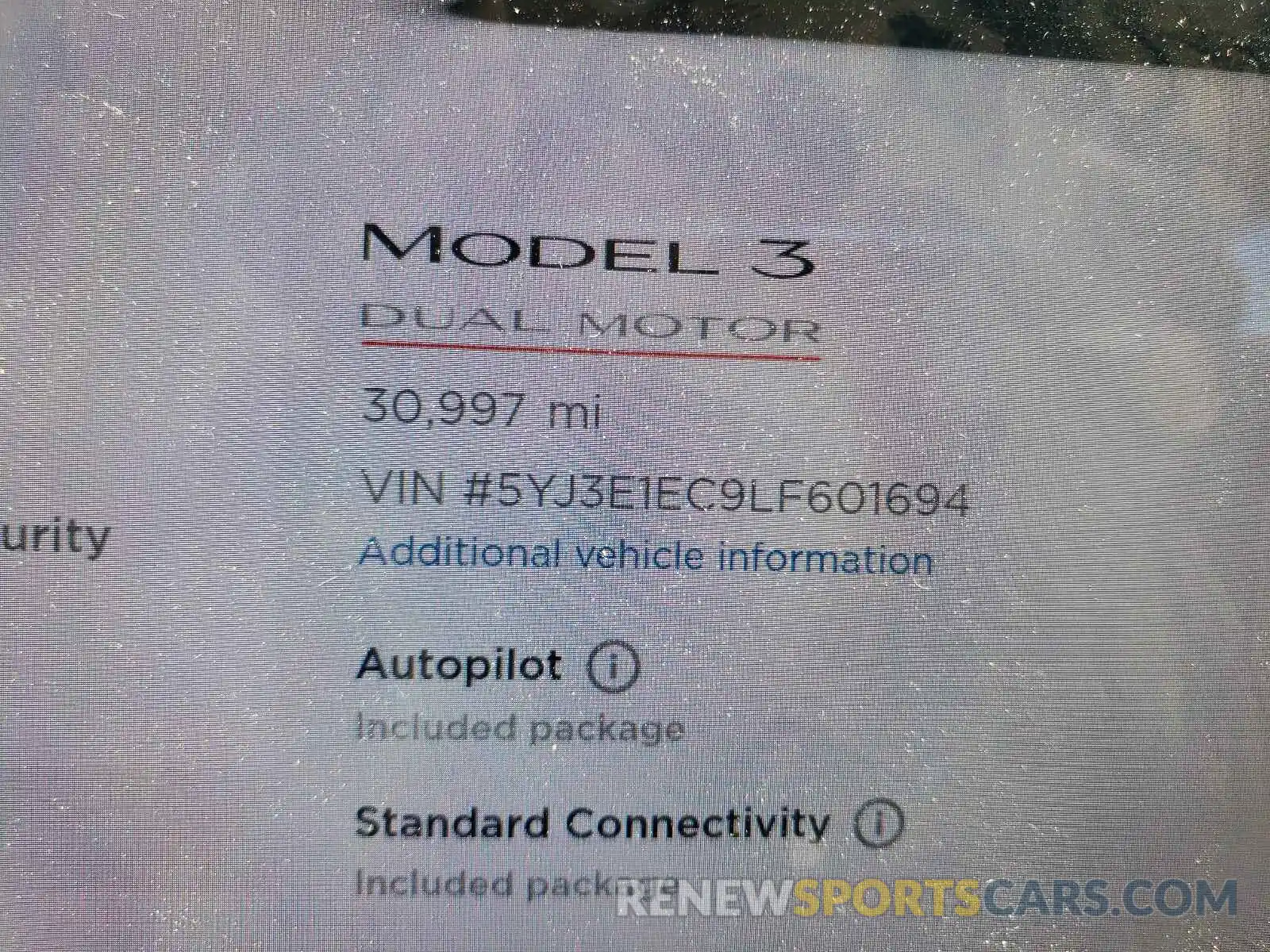 8 Фотография поврежденного автомобиля 5YJ3E1EC9LF601694 TESLA MODEL 3 2020