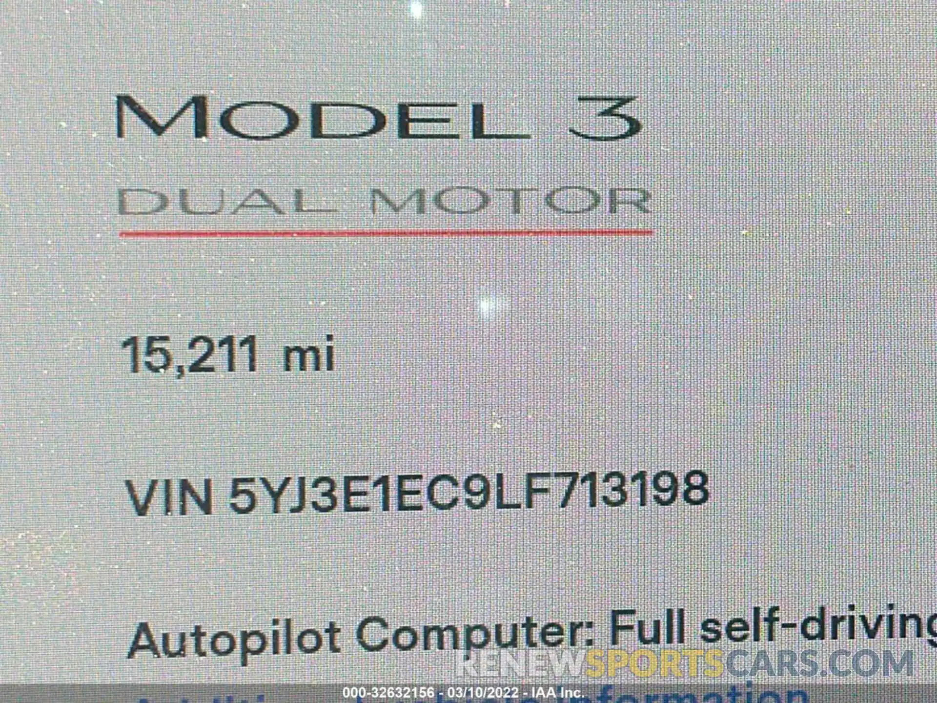 7 Фотография поврежденного автомобиля 5YJ3E1EC9LF713198 TESLA MODEL 3 2020