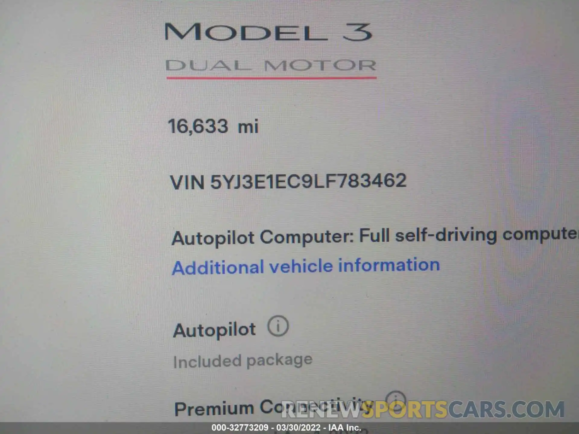 9 Photograph of a damaged car 5YJ3E1EC9LF783462 TESLA MODEL 3 2020