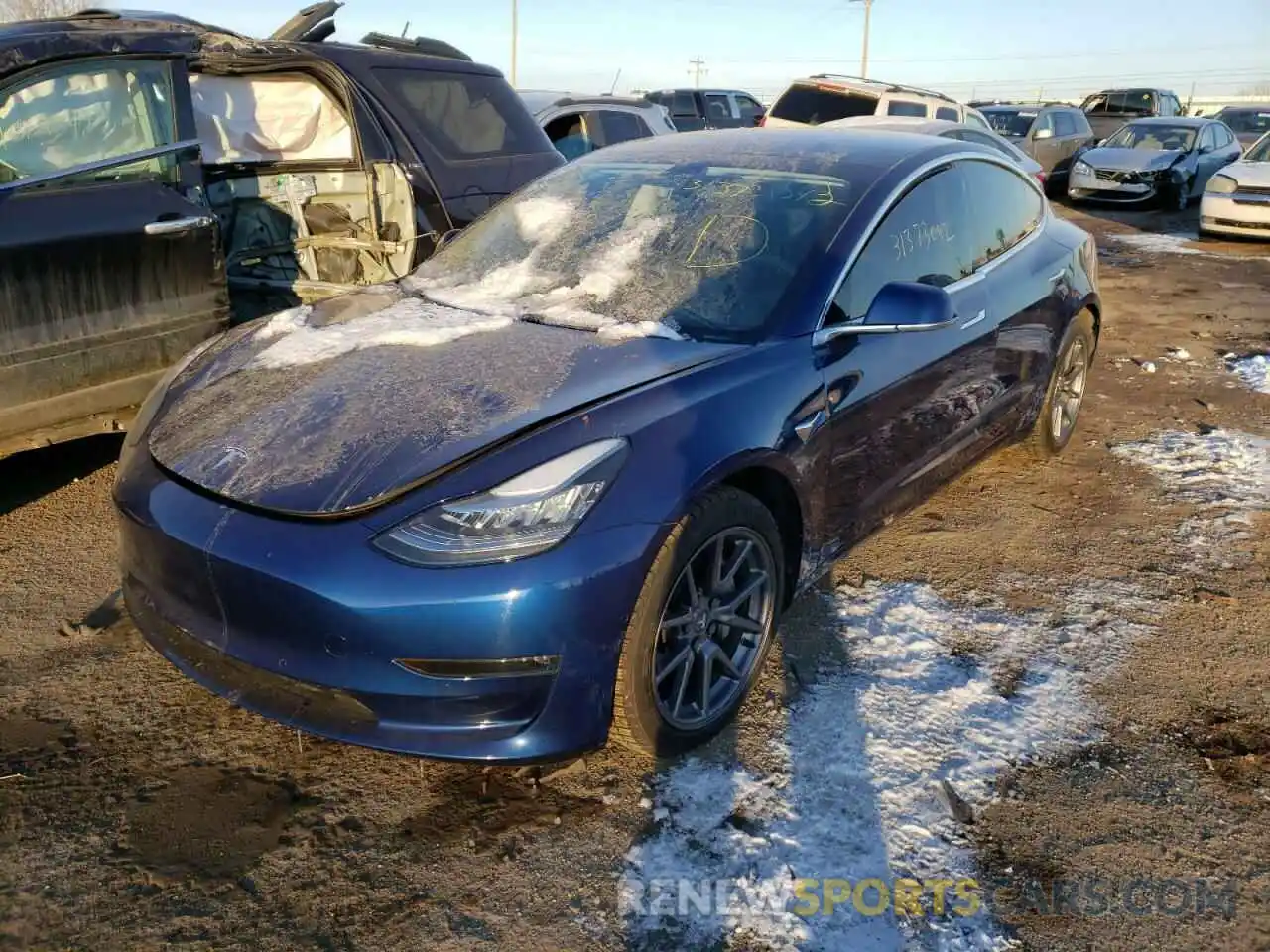 2 Photograph of a damaged car 5YJ3E1ECXLF586588 TESLA MODEL 3 2020