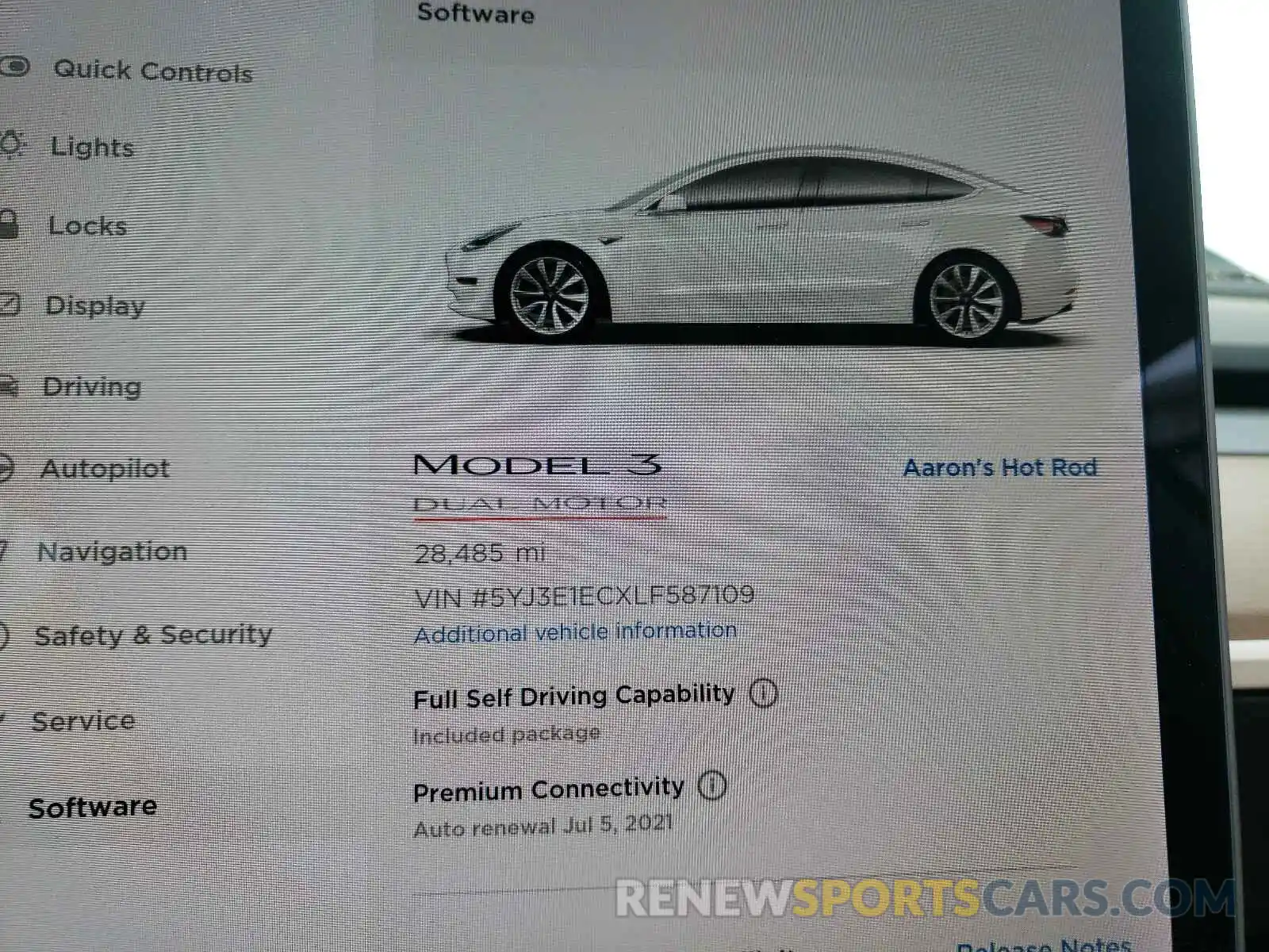 8 Photograph of a damaged car 5YJ3E1ECXLF587109 TESLA MODEL 3 2020