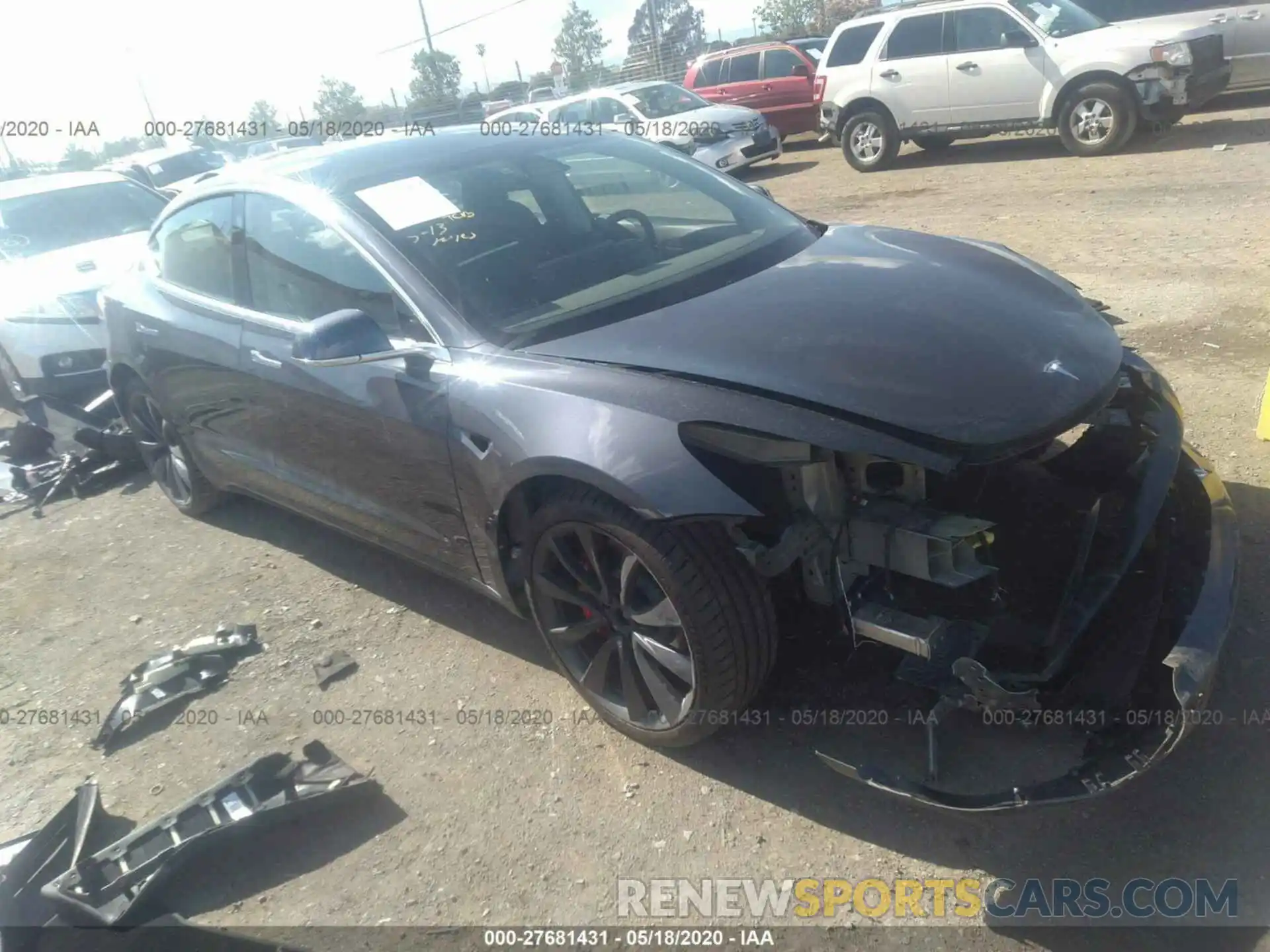 1 Photograph of a damaged car 5YJ3E1ECXLF646837 TESLA MODEL 3 2020