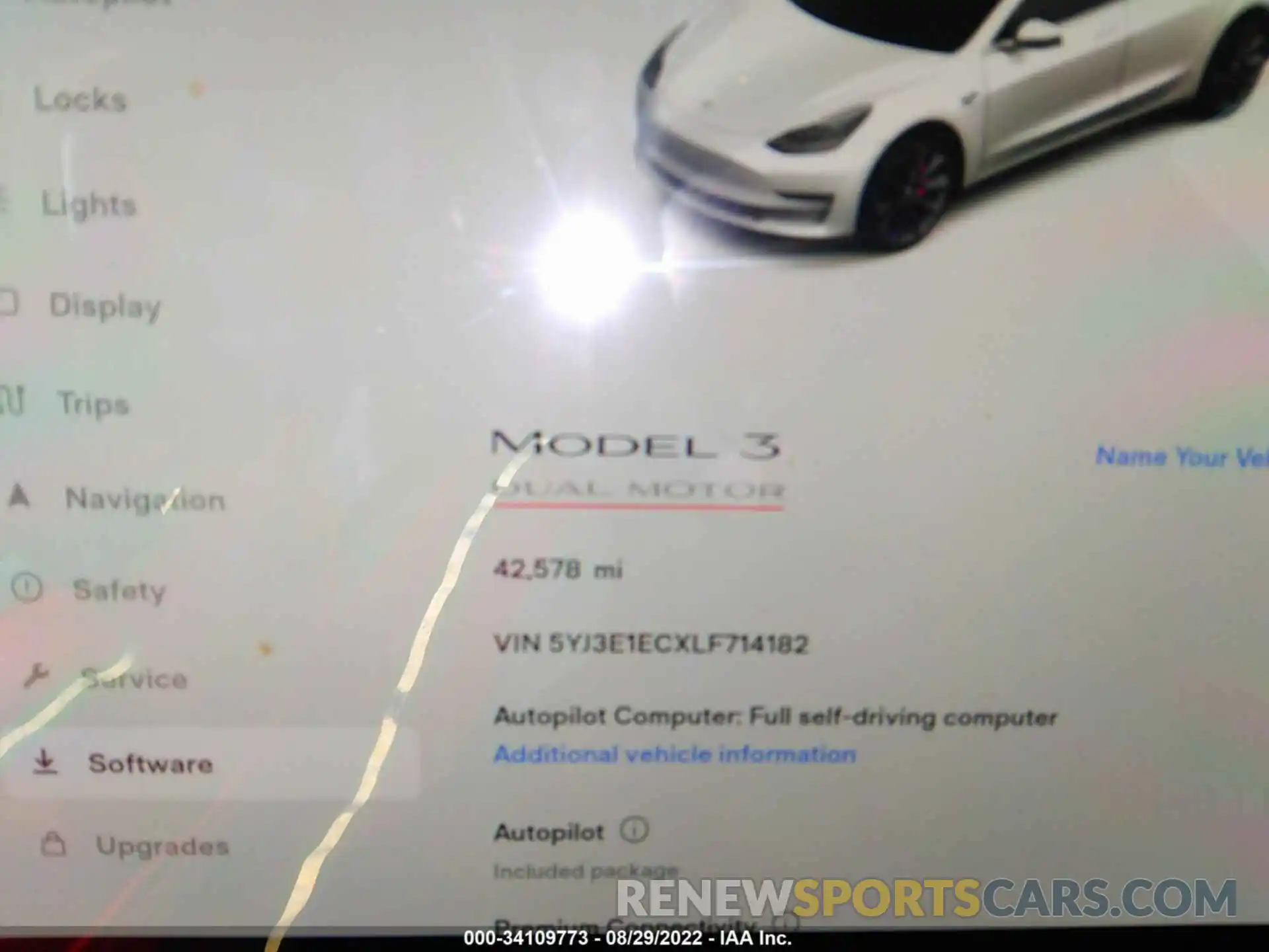 7 Photograph of a damaged car 5YJ3E1ECXLF714182 TESLA MODEL 3 2020