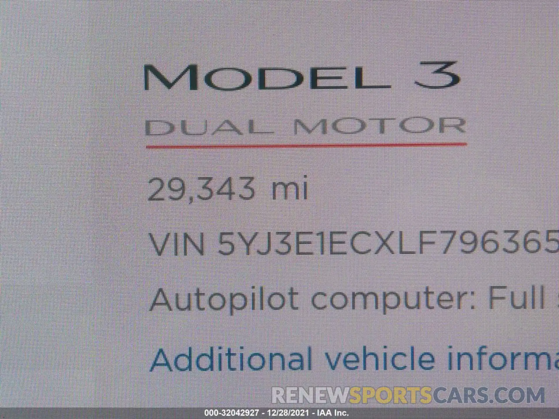 7 Фотография поврежденного автомобиля 5YJ3E1ECXLF796365 TESLA MODEL 3 2020