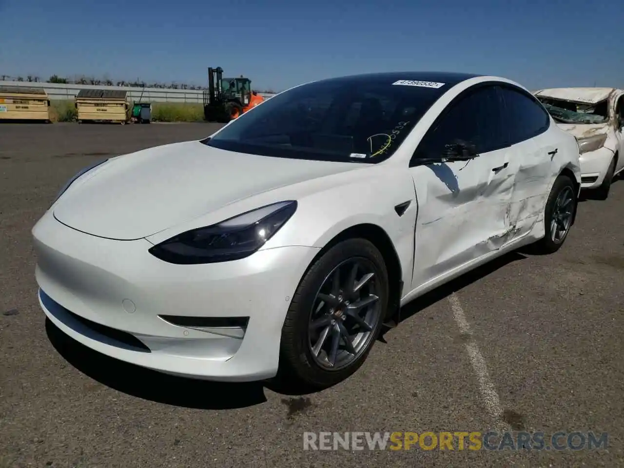 2 Photograph of a damaged car 5YJ3E1EA0MF017071 TESLA MODEL 3 2021