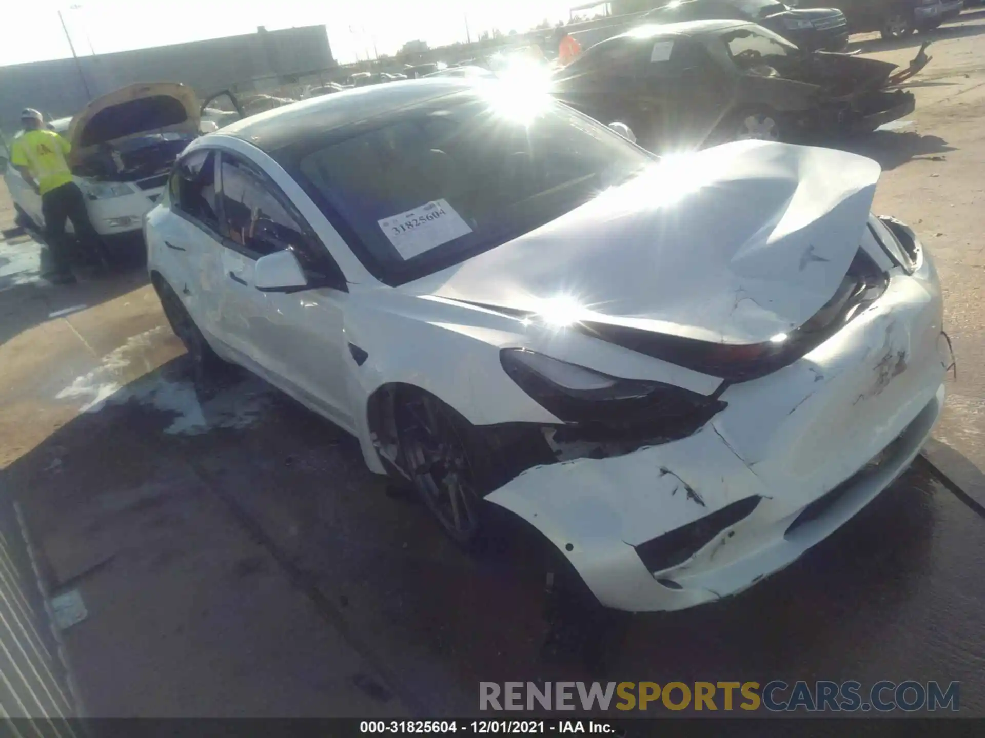 1 Photograph of a damaged car 5YJ3E1EA0MF018608 TESLA MODEL 3 2021